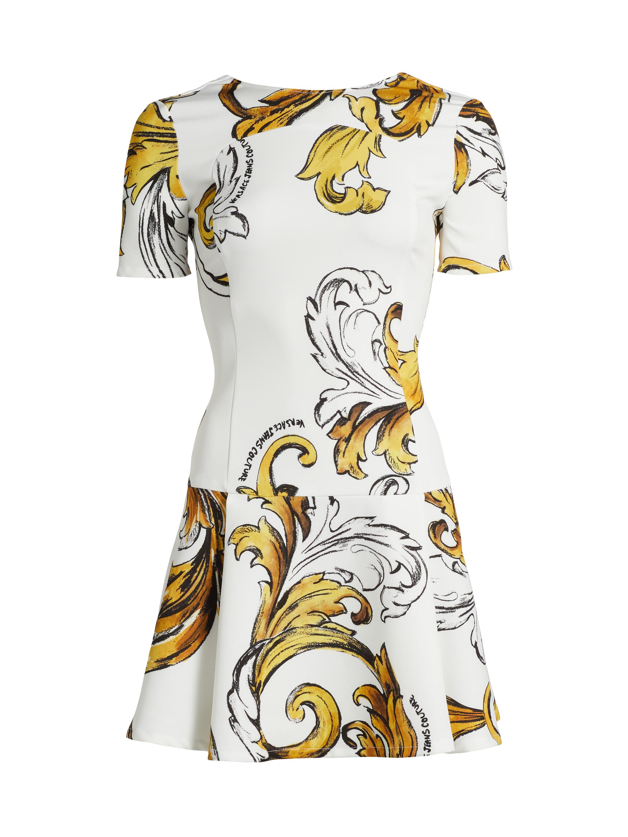Versace Jeans Couture Women's Barocco Print Minidress - White Gold