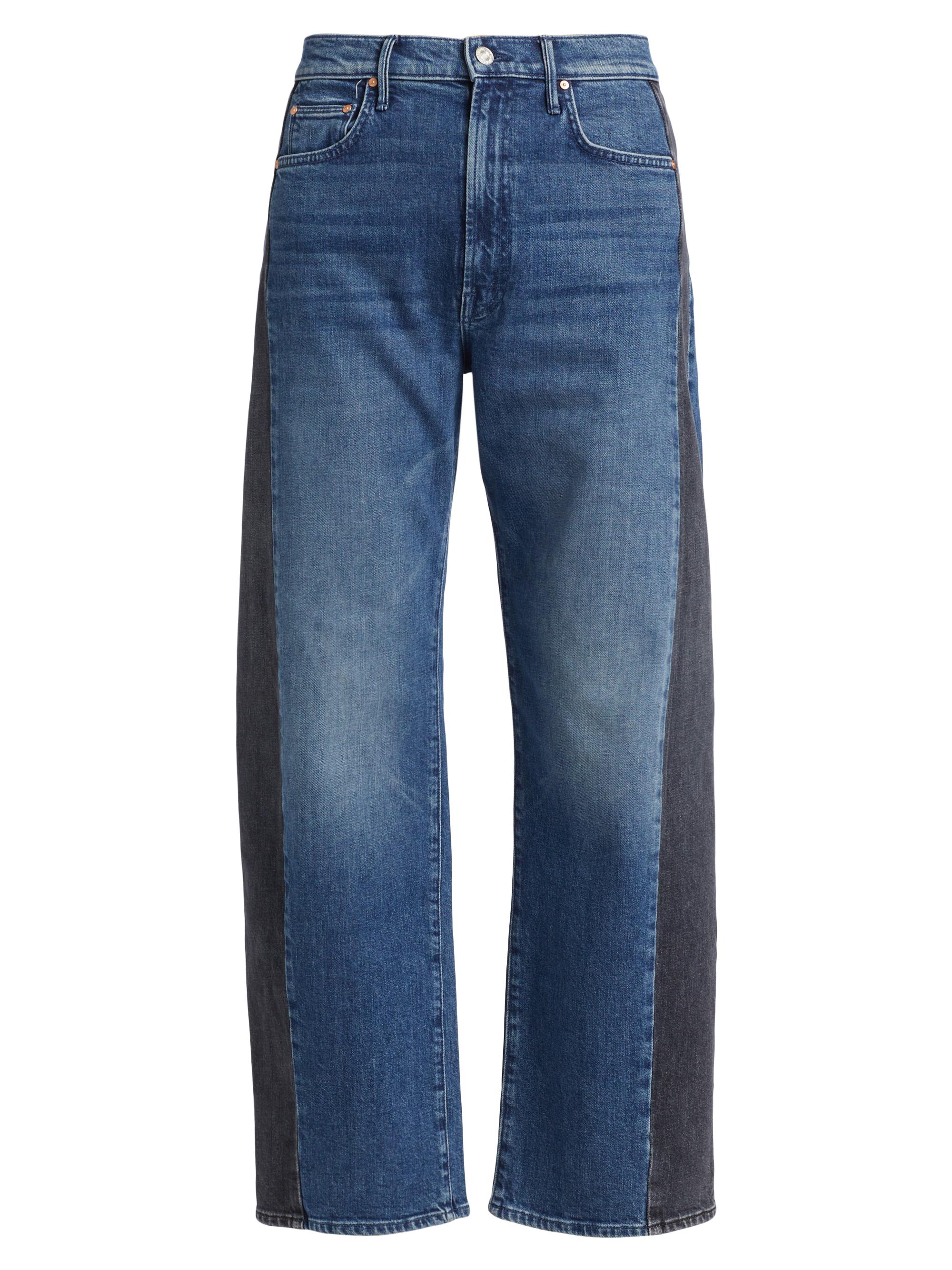 Mother Women's The Half Pipe Flood High-Rise Crop Jeans - Black And Blue