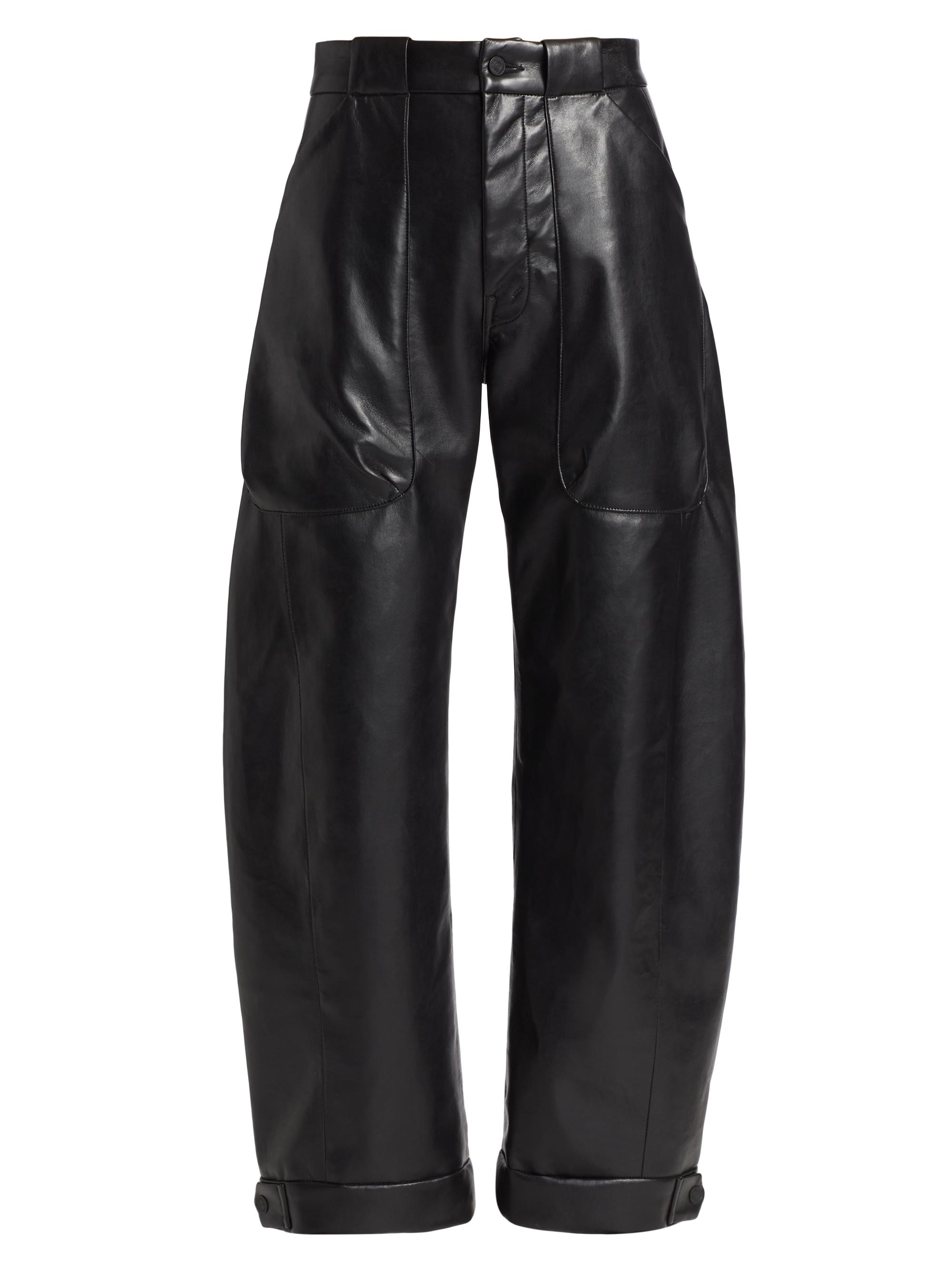 Mother Women's The Half Pipe Nerdy Faux Leather Barrel-Leg Pants - Black