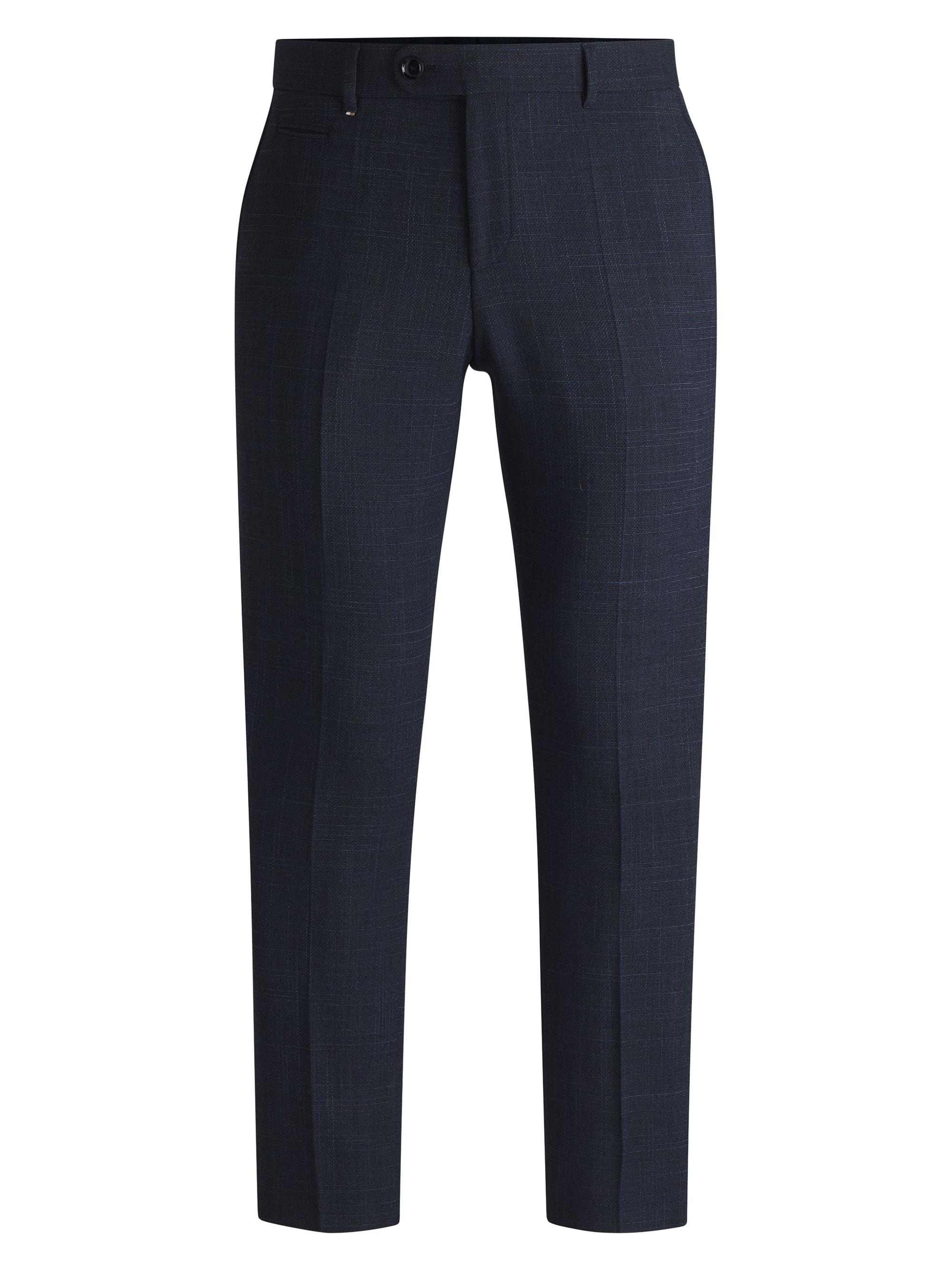 BOSS Men's Slim-Fit Trousers in Micro-Patterned Stretch Cloth - Dark Blue