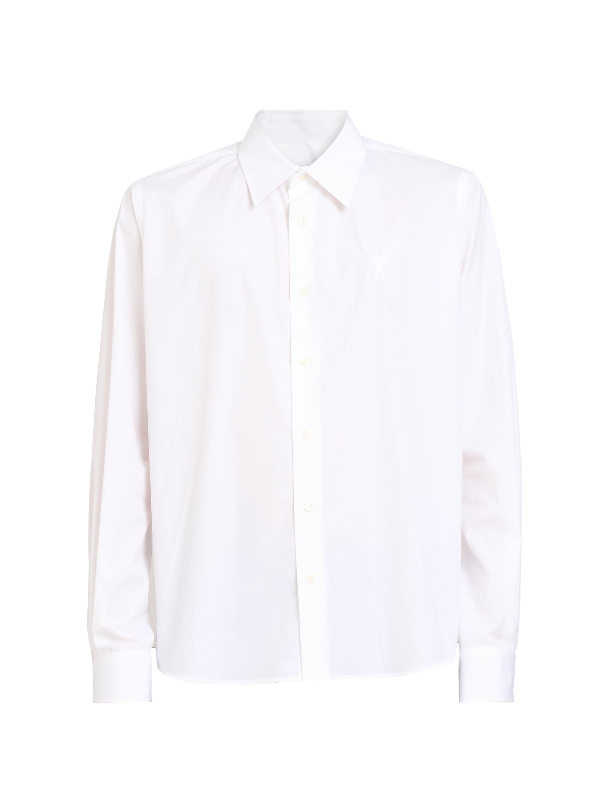 AMI Paris Men's Classic Button-Front Shirt - Wool Gabardine White