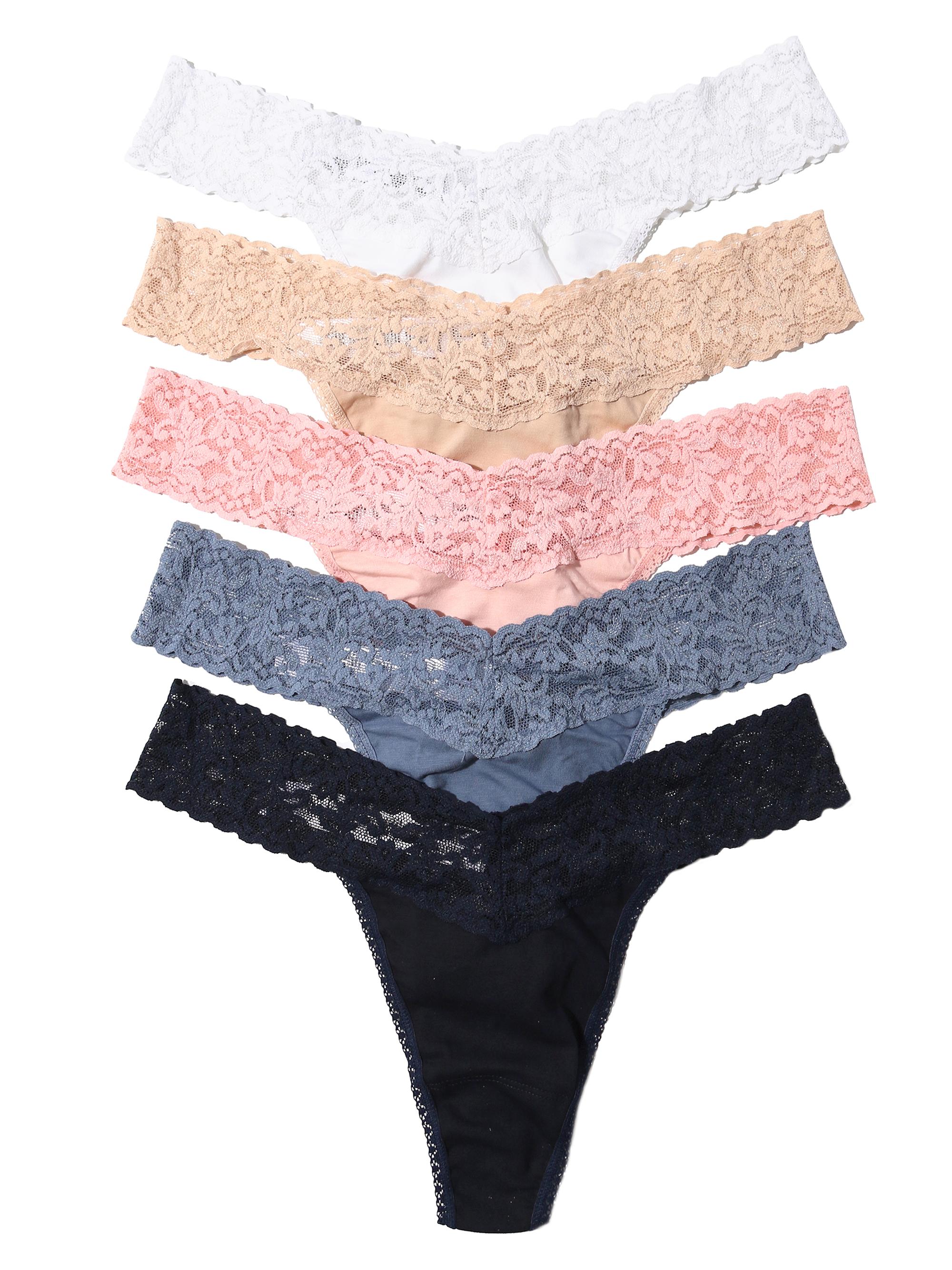 Hanky Panky Women's Signature Lace 5-Pack Original-Rise Thong Set