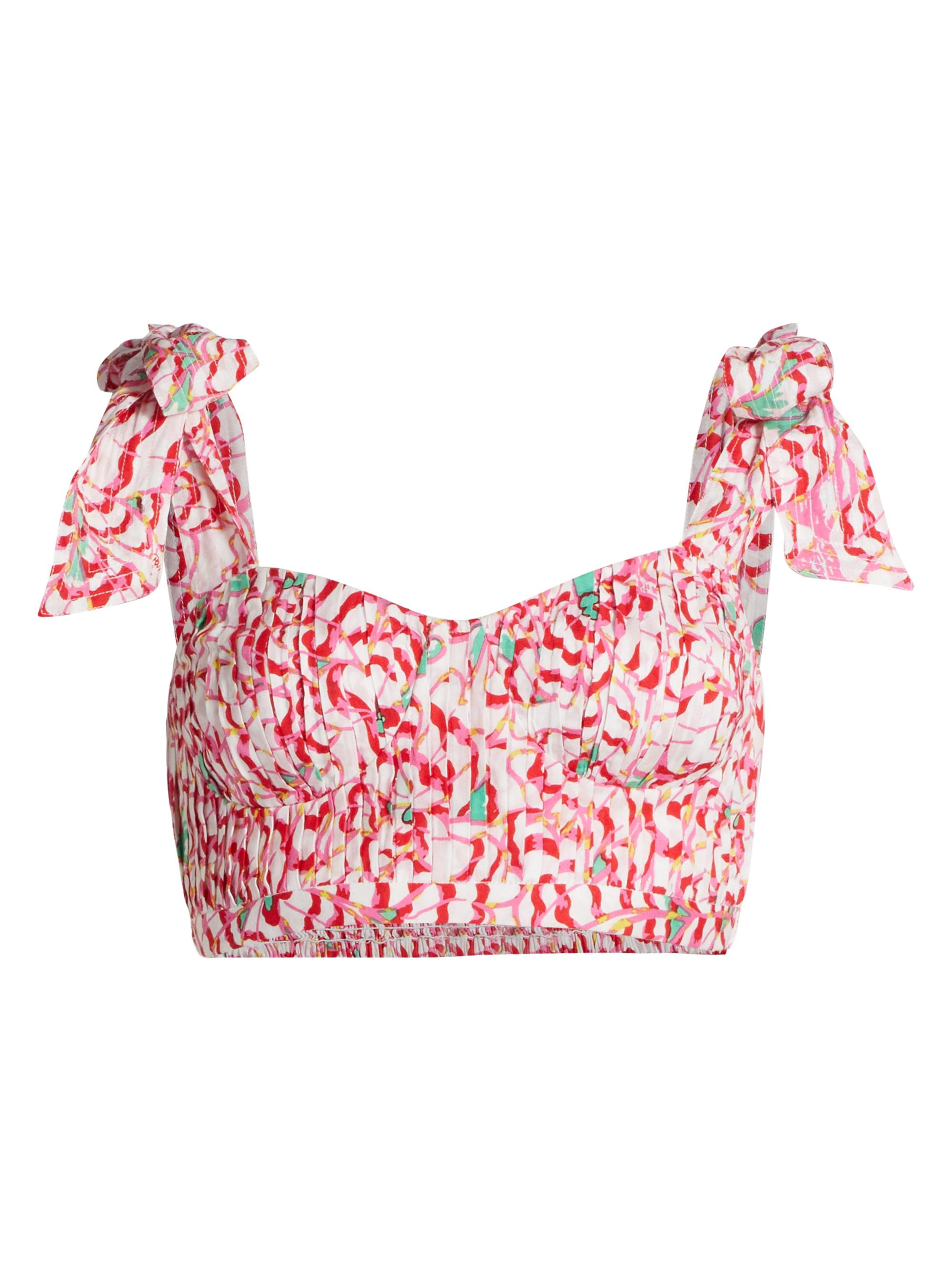 Poupette St Barth Women's Carla Convertible Cropped Top - Pink Wings Flower