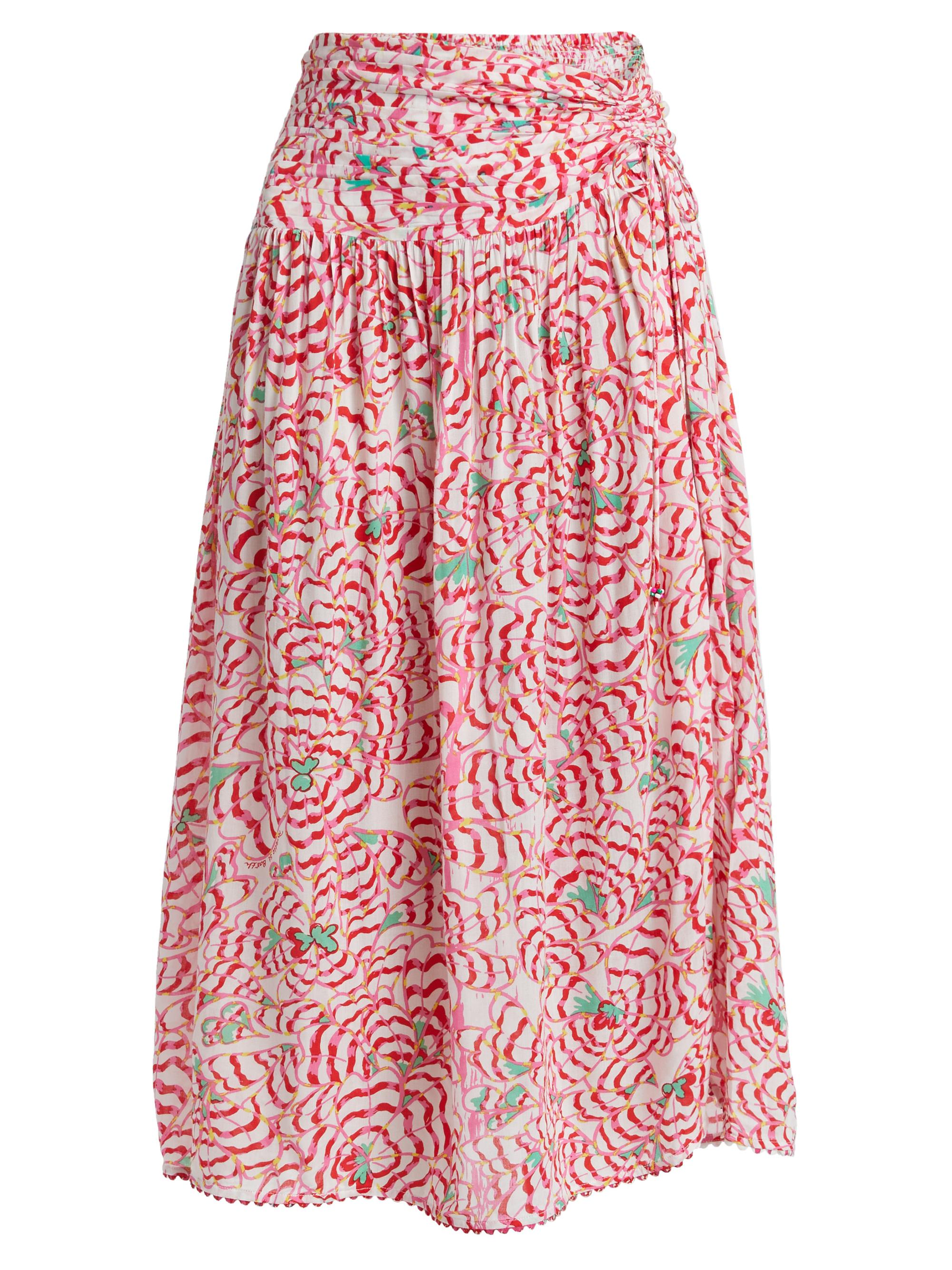 Poupette St Barth Women's Carla Gathered Midi-Skirt - Pink Wings Flower