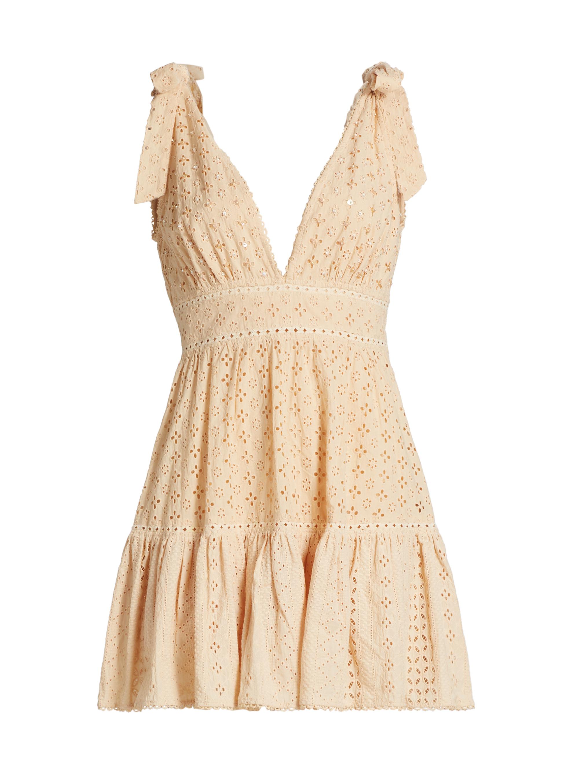 Poupette St Barth Women's Cara Eyelet Lace Minidress - Cream Plain