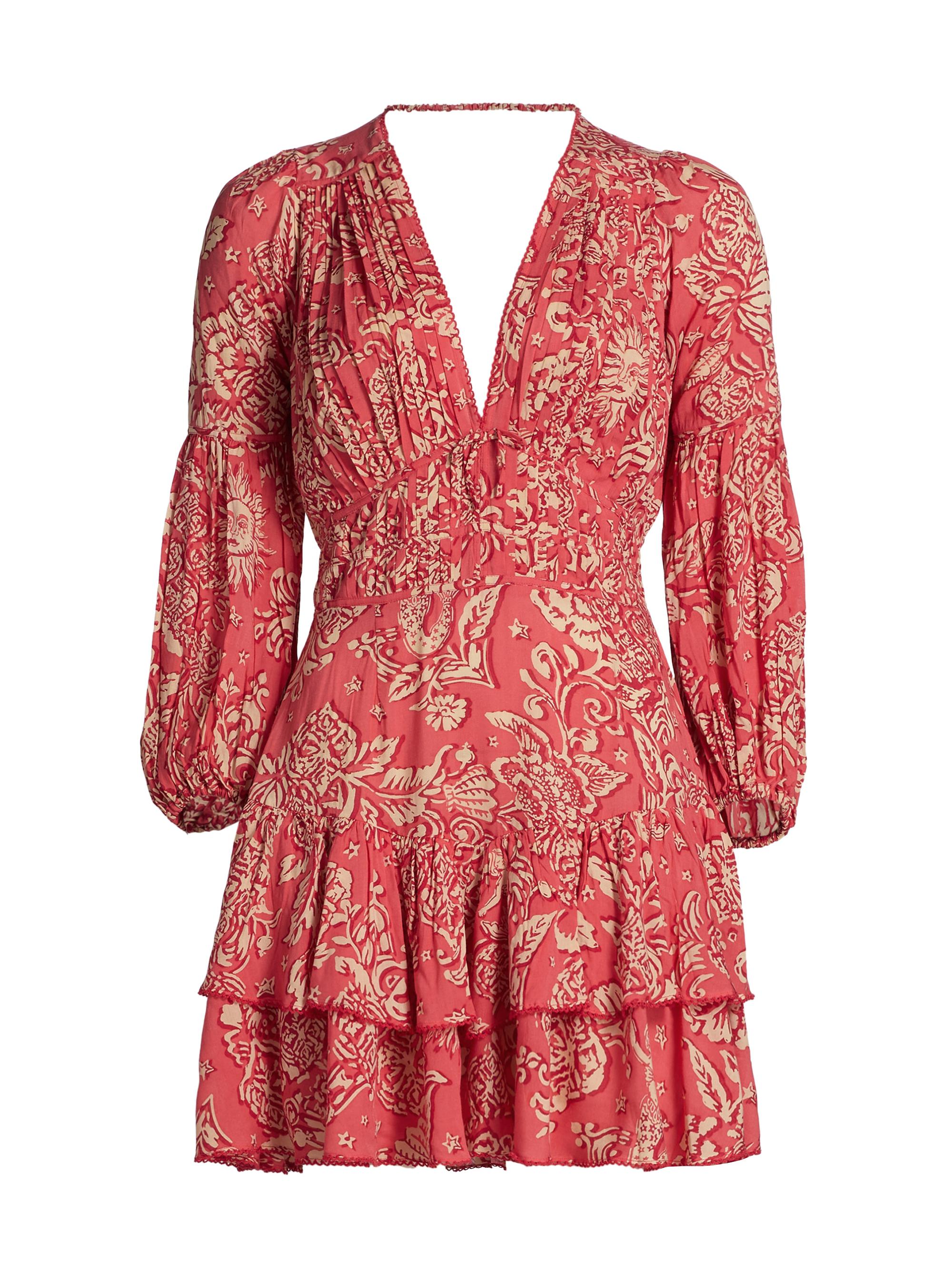 Poupette St Barth Women's Chiara Floral Tiered Minidress - Pink Oriental Foulard