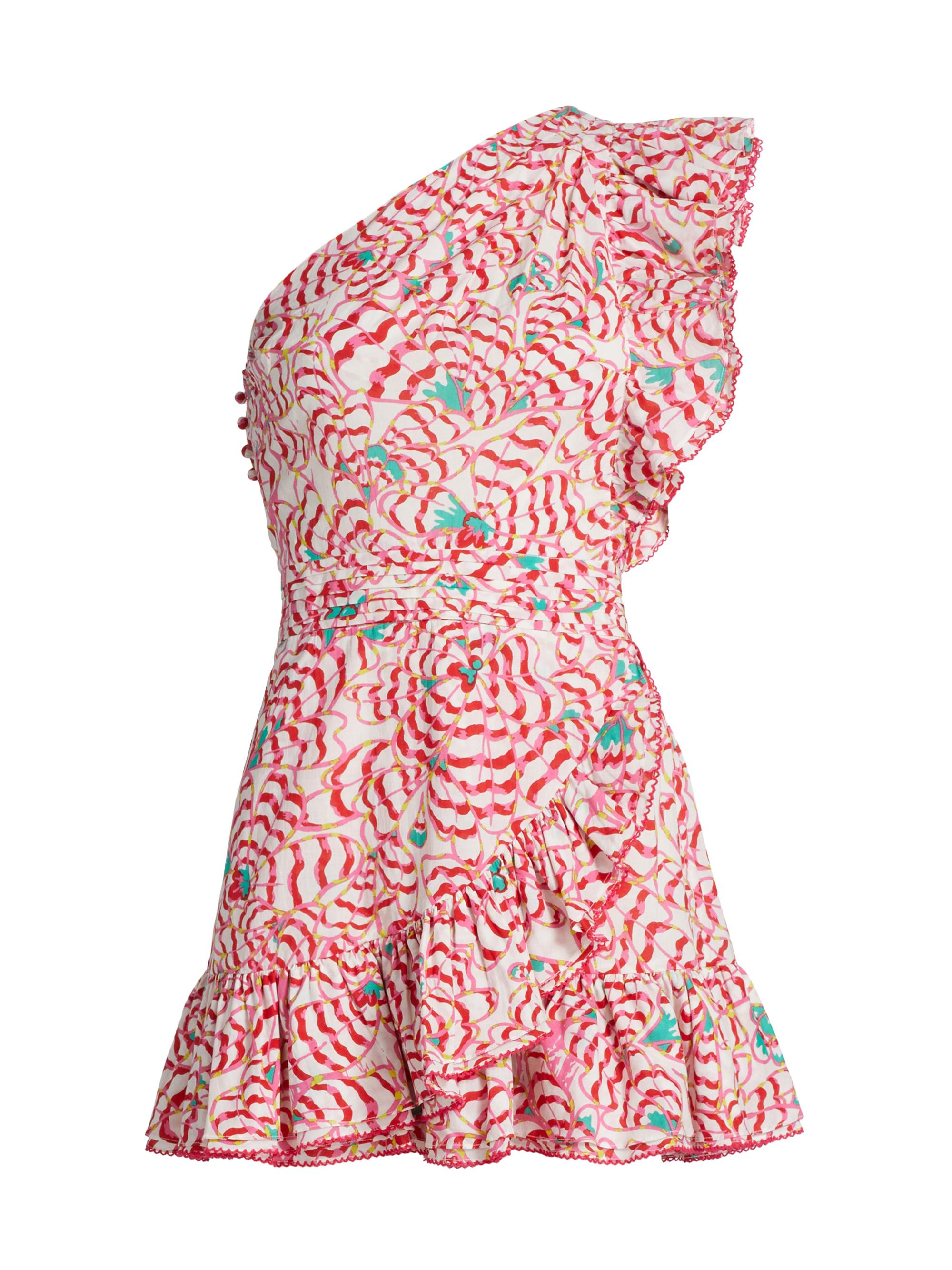 Poupette St Barth Women's Corinne Floral Ruffle One-Shoulder Minidress - Pink Wings Flower