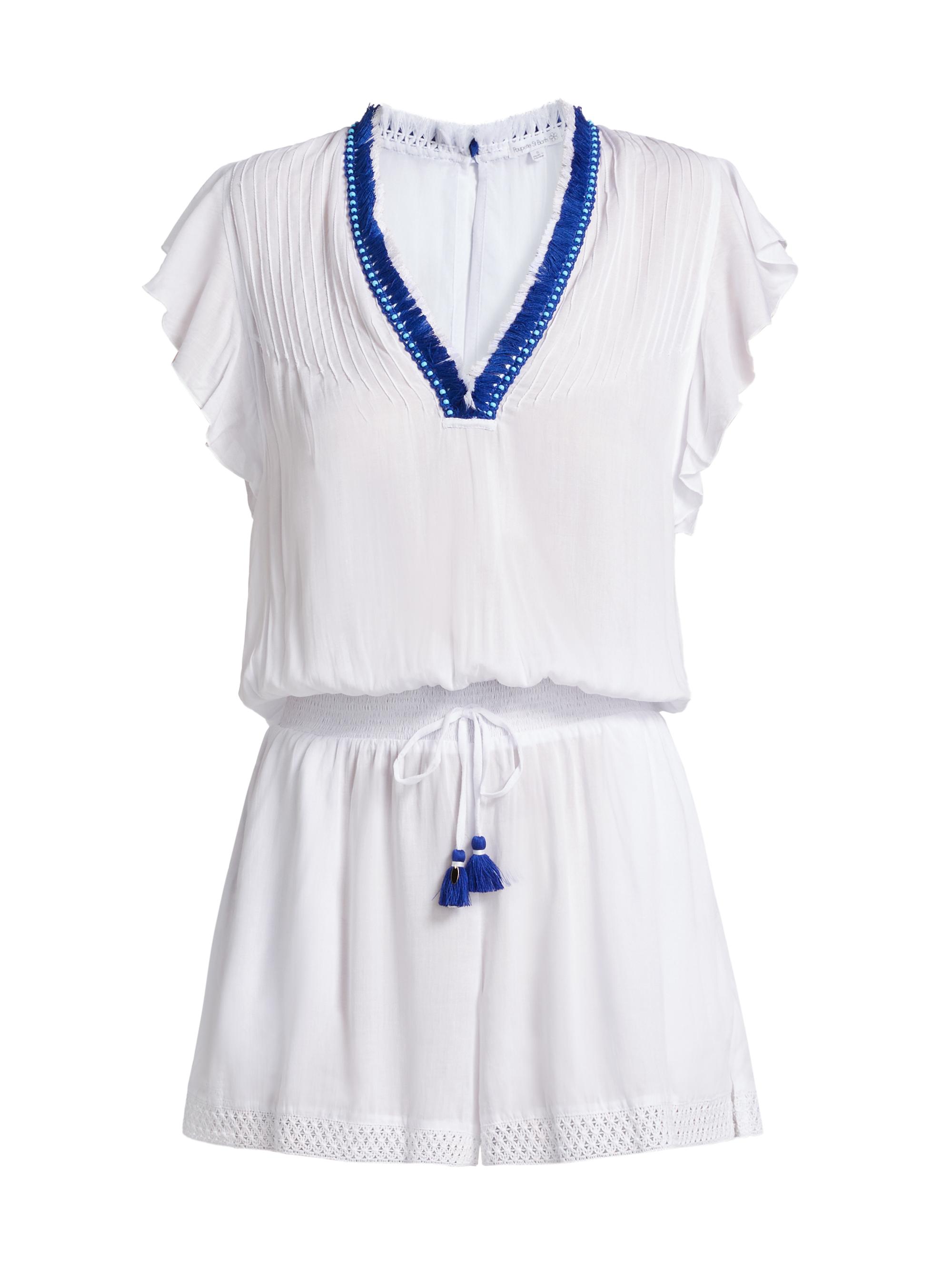 Poupette St Barth Women's Sasha Knit Drawstring Jumpsuit - Blue Trims