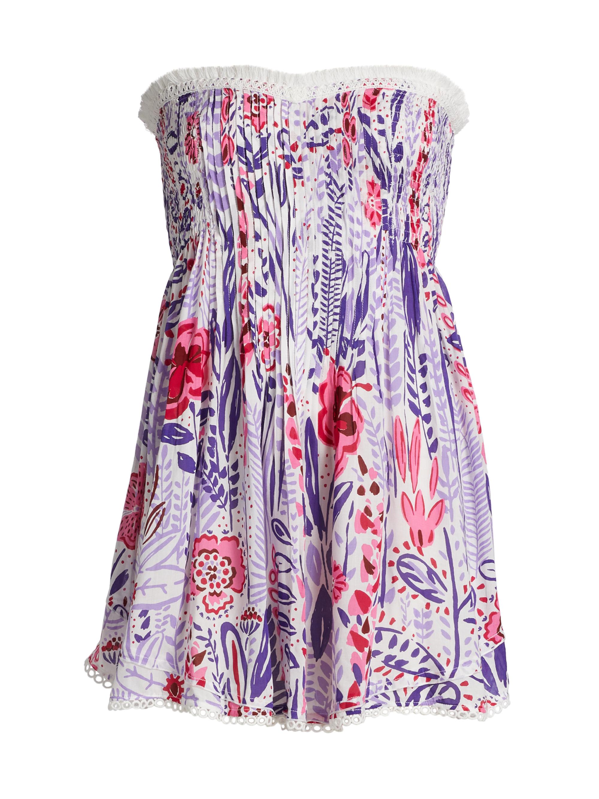Poupette St Barth Women's Claire Floral Bandeau Minidress - Lilac Plum