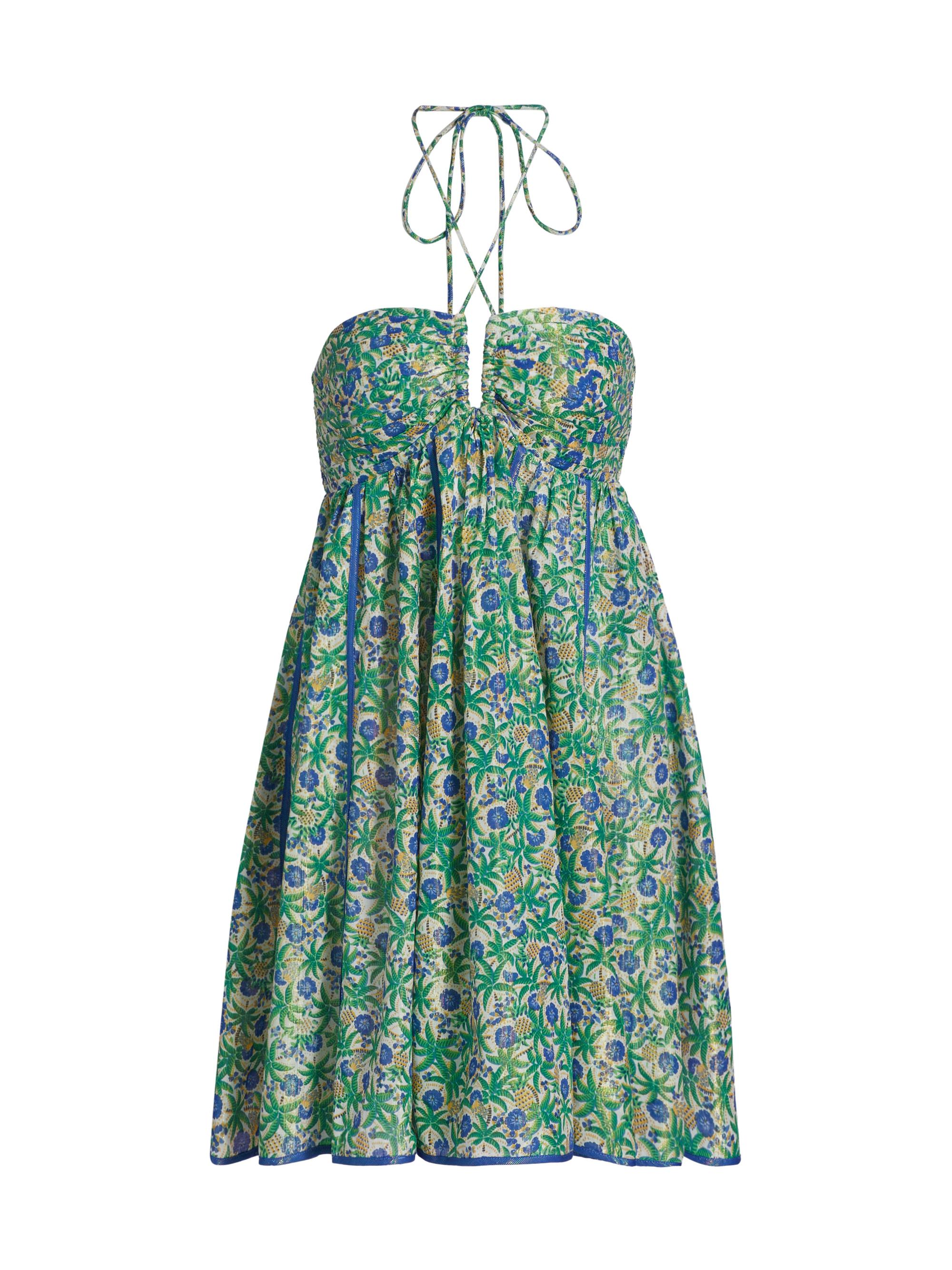 Poupette St Barth Women's Cycas Floral Halter Minidress - Blue Honolulu