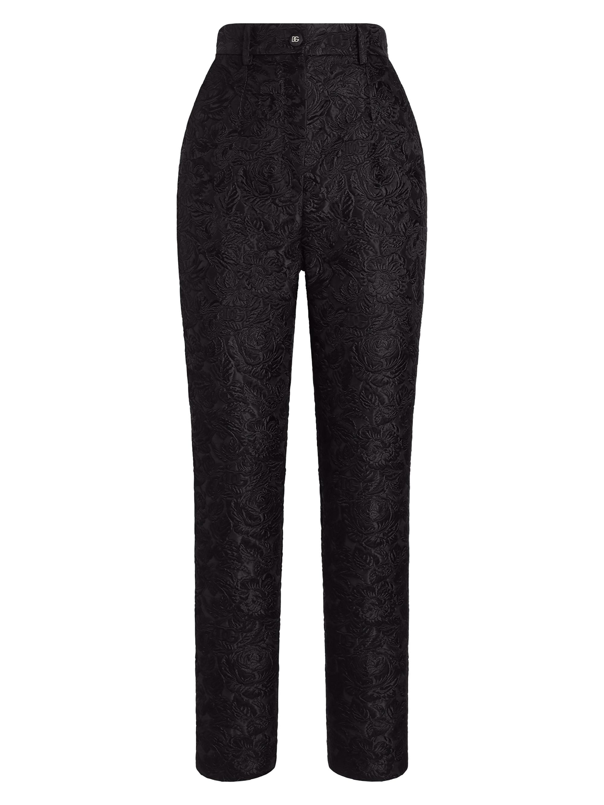 Dolce & Gabbana Women's Floral Brocade High-Rise Slim-Leg Pants - Nero