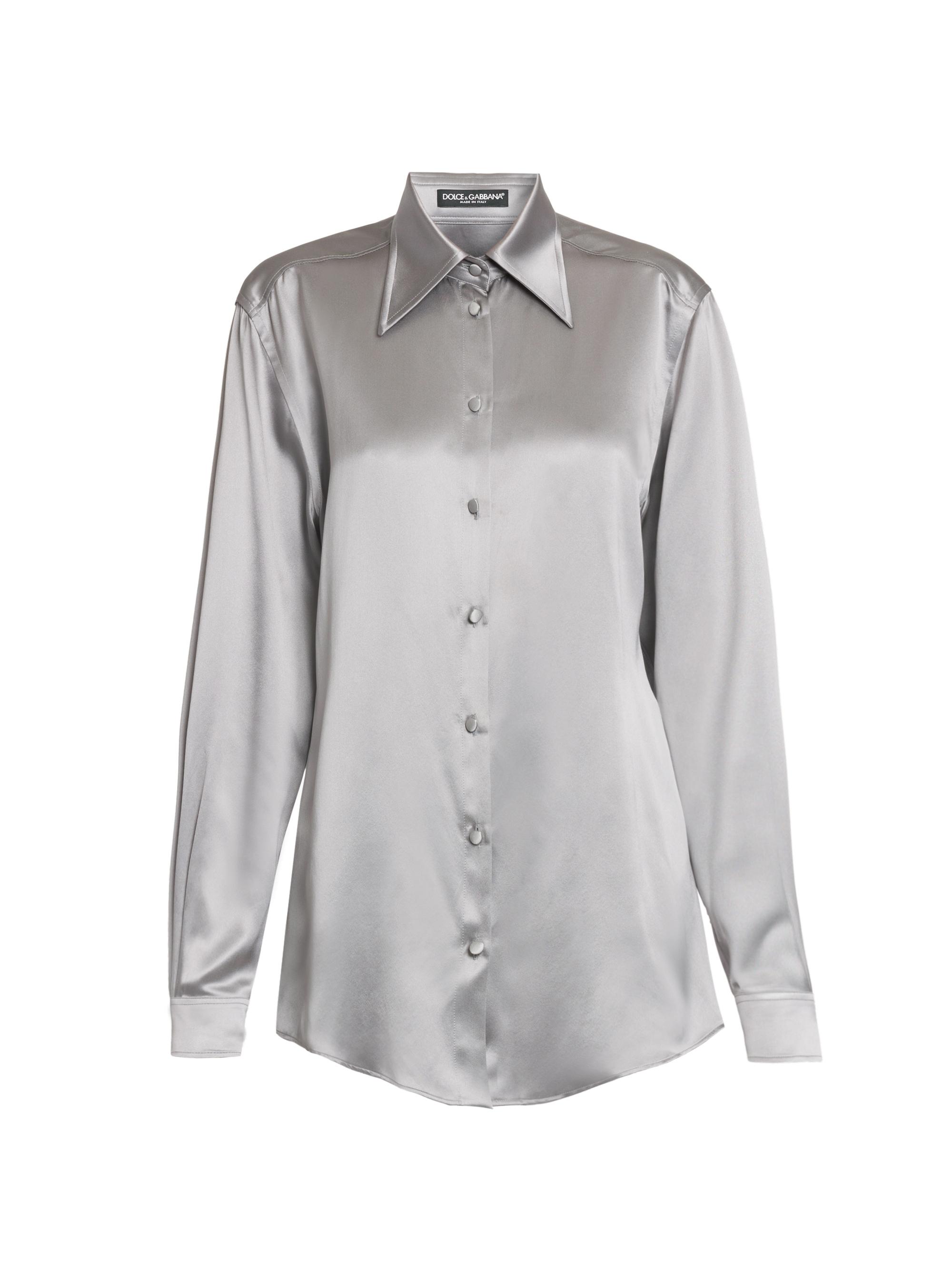 Dolce & Gabbana Women's Silk Button-Front Shirt - Grigio