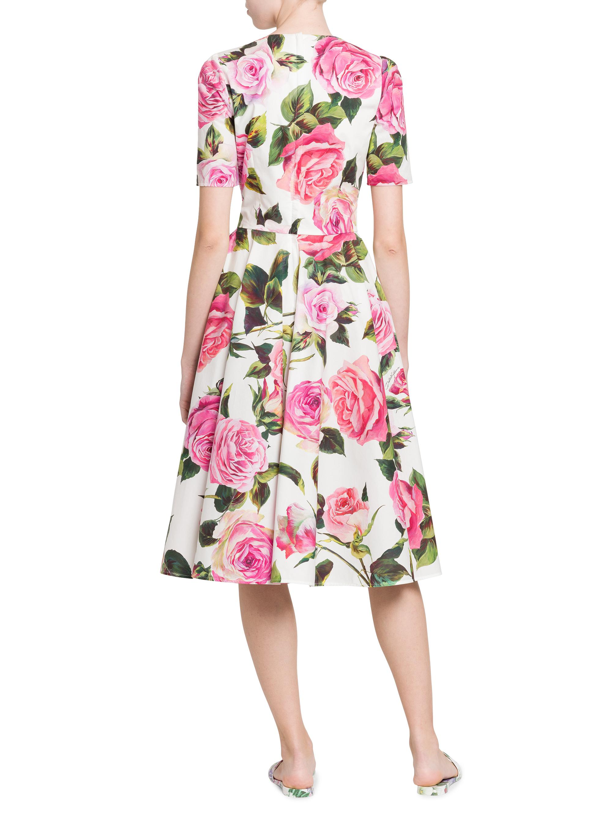 Dolce&Gabbana Pink Roses Cotton Dress | Saks Fifth Avenue