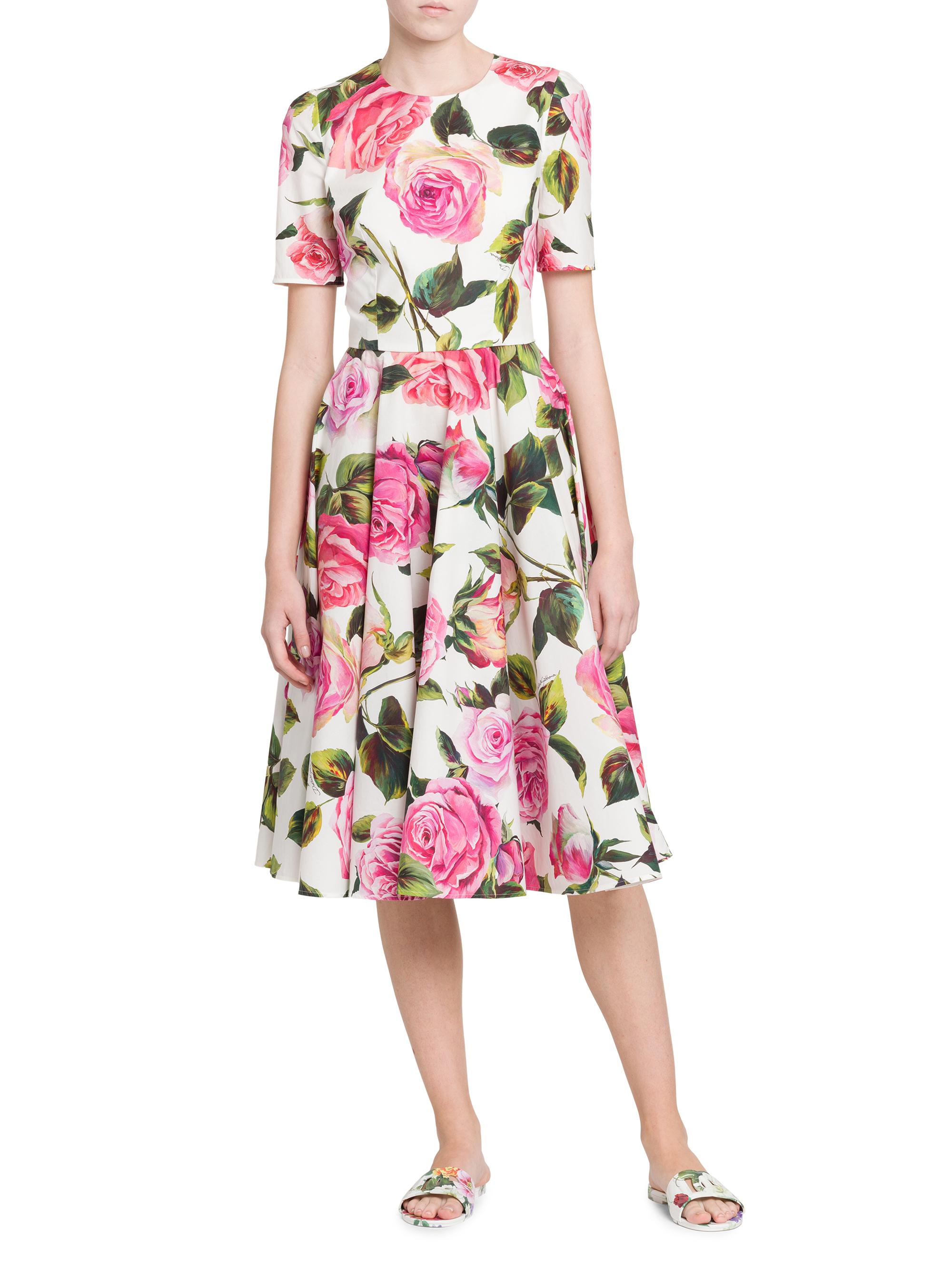 Dolce&Gabbana Pink Roses Cotton Dress | Saks Fifth Avenue