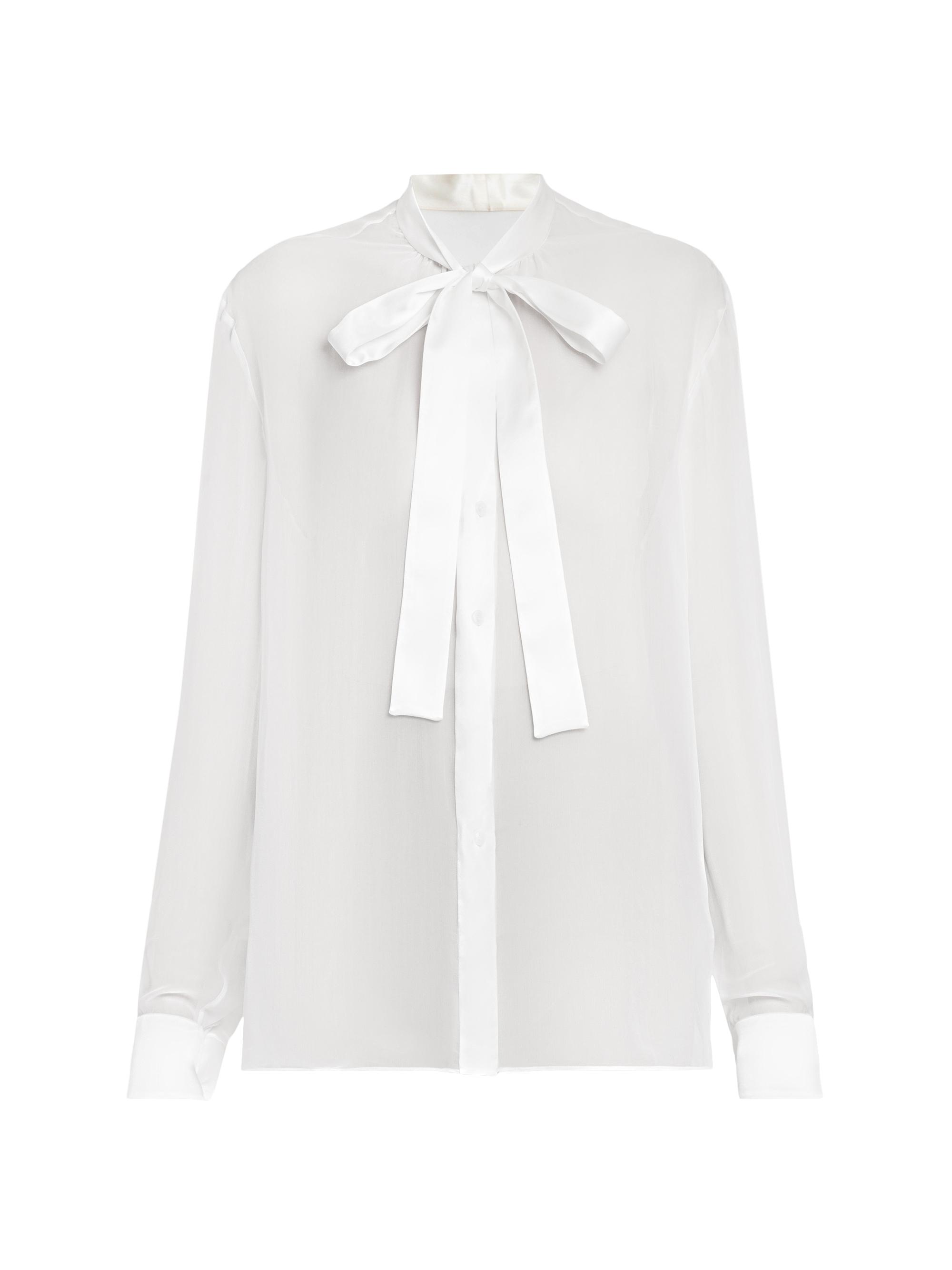 Dolce & Gabbana Women's Silk Chiffon Tieneck Blouse - Bianco Ottico