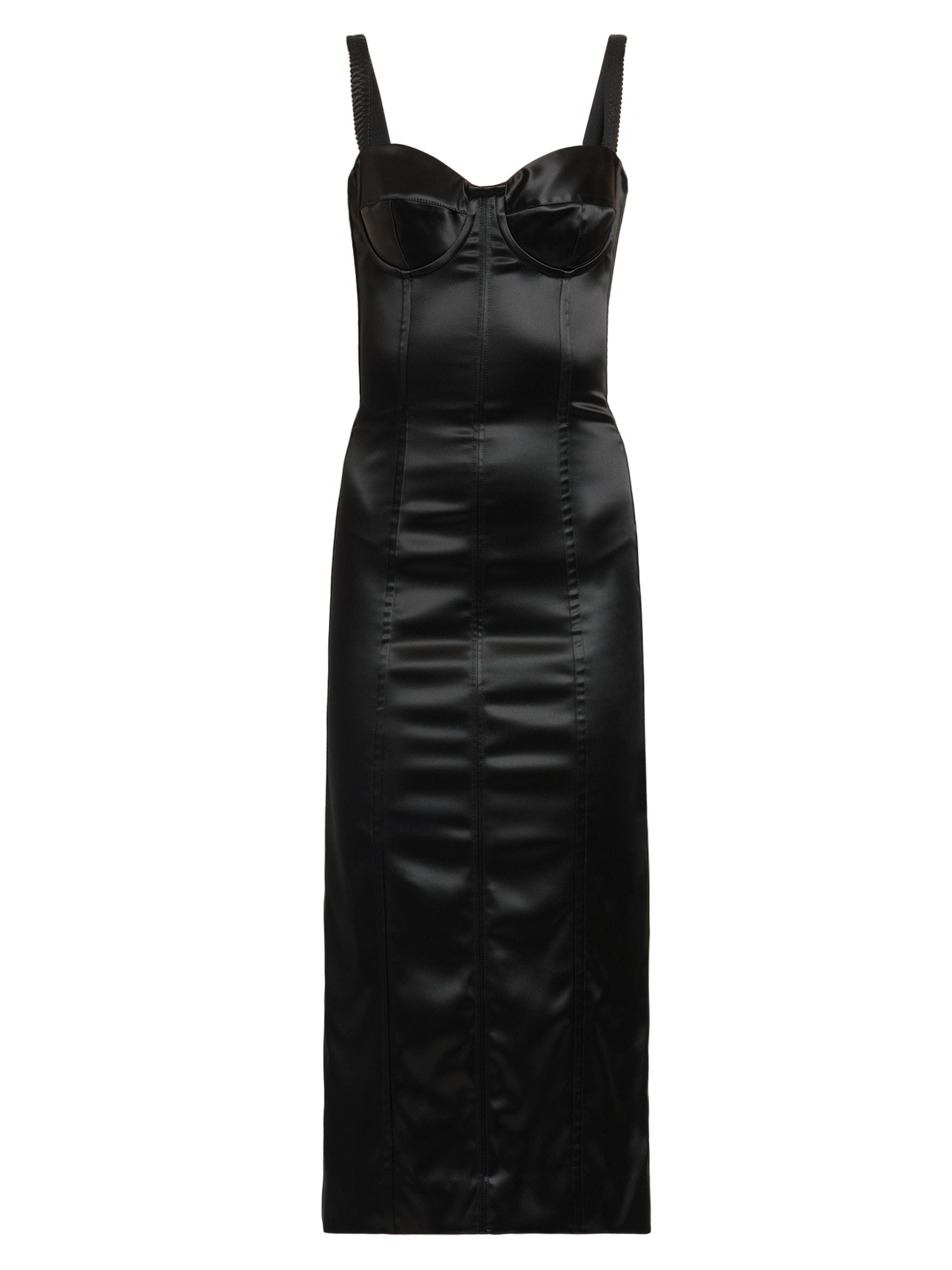 Dolce & Gabbana Women's Satin Corseted Midi-Dress - Nero