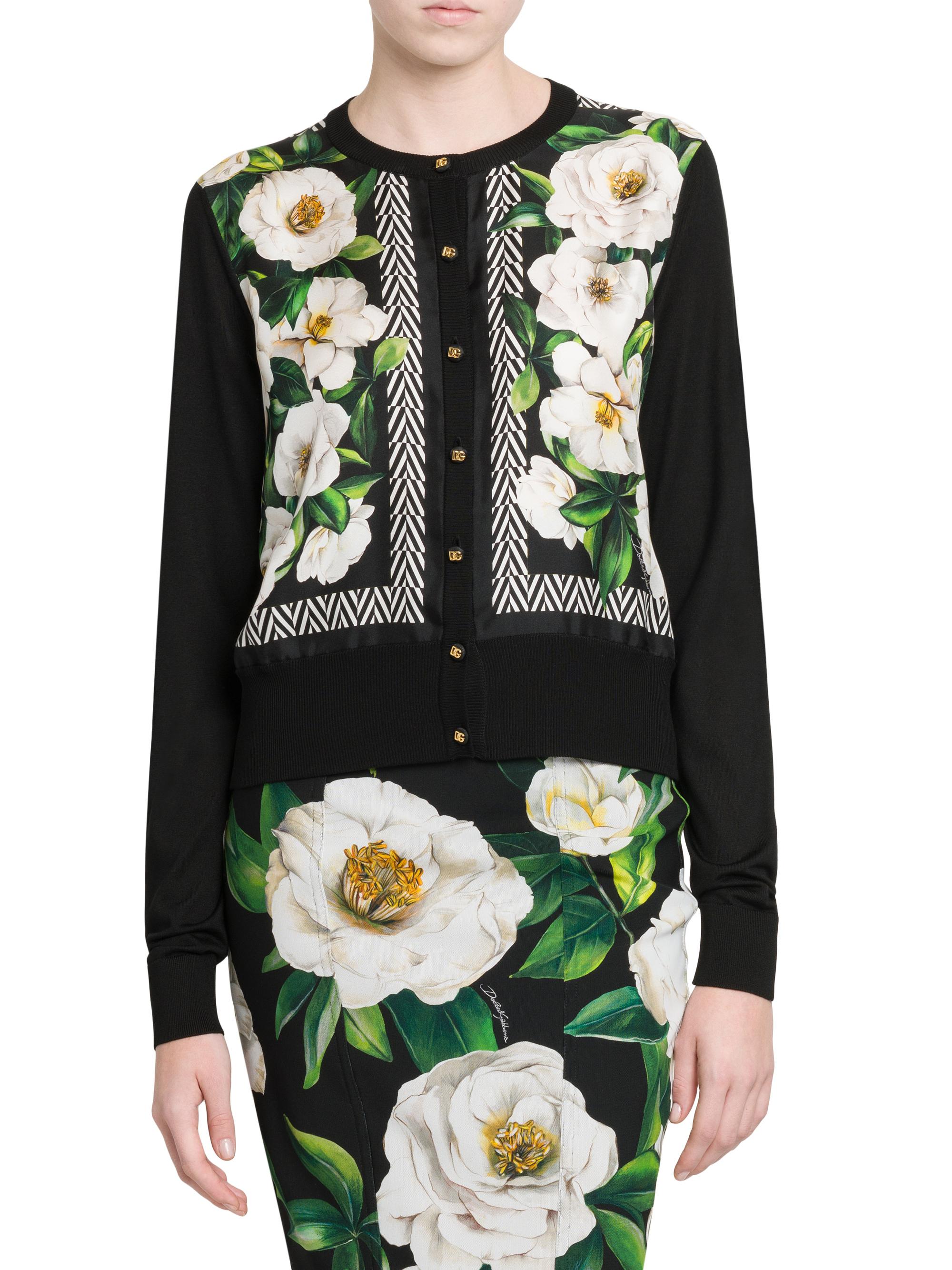 Dolce&Gabbana Gardenia Silk Crewneck Cardigan | Saks Fifth Avenue