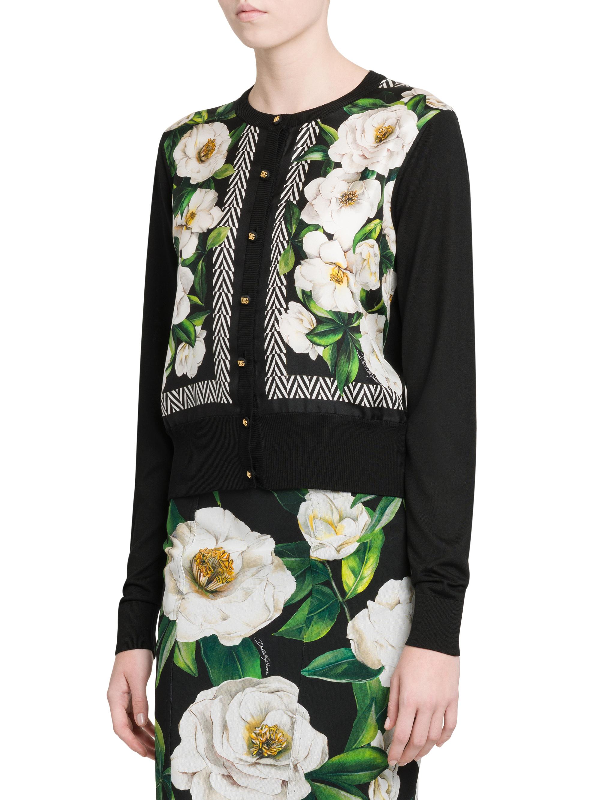 極美品★DOLCE＆GABBANA★フローラルカーディガン Dolce&Gabbana Gardenia Silk Crewneck Cardigan | Saks Fifth Avenue