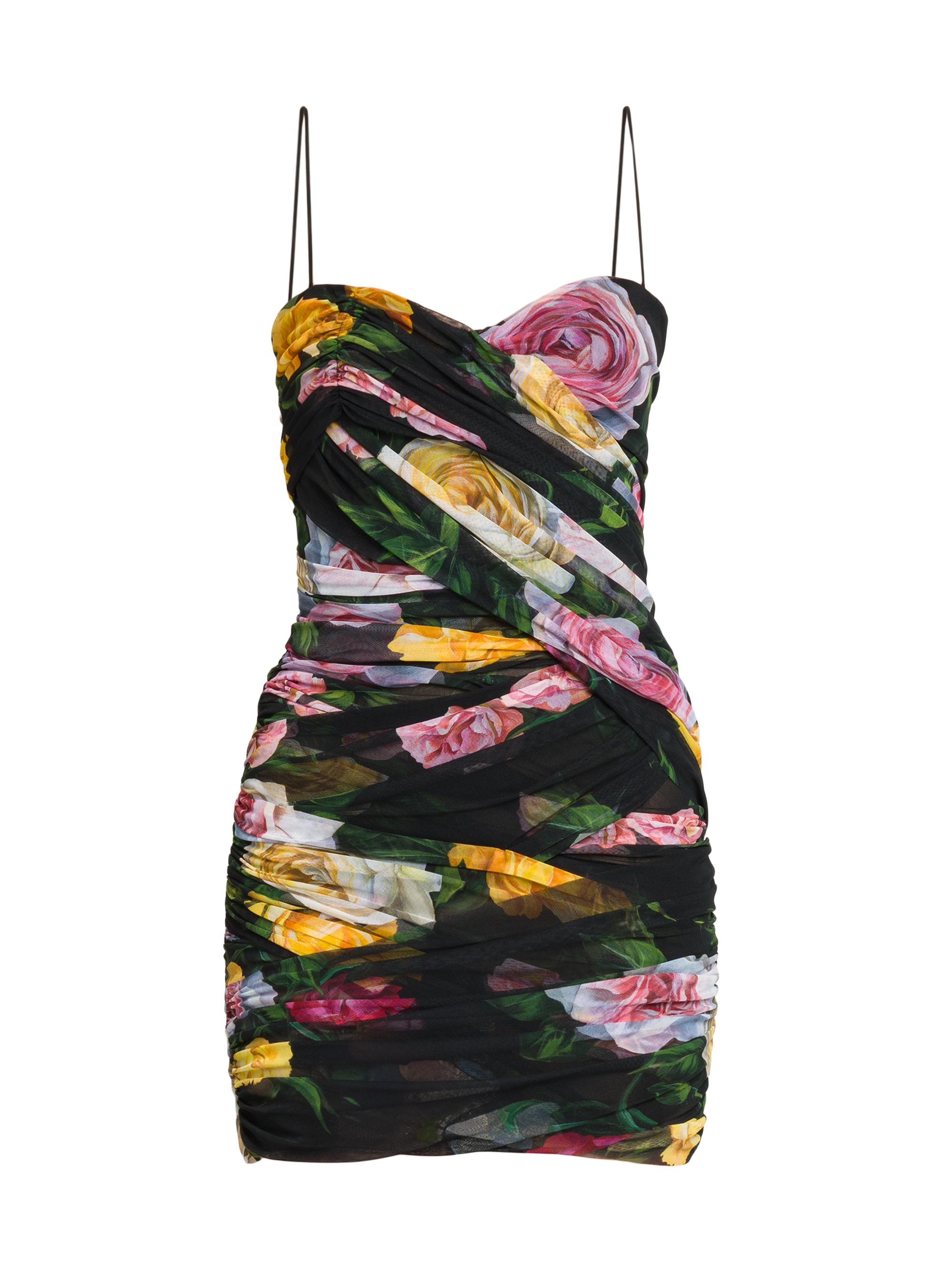 Dolce & Gabbana Women's Floral Tulle Wrapped Minidress - Peonie Rose Nero