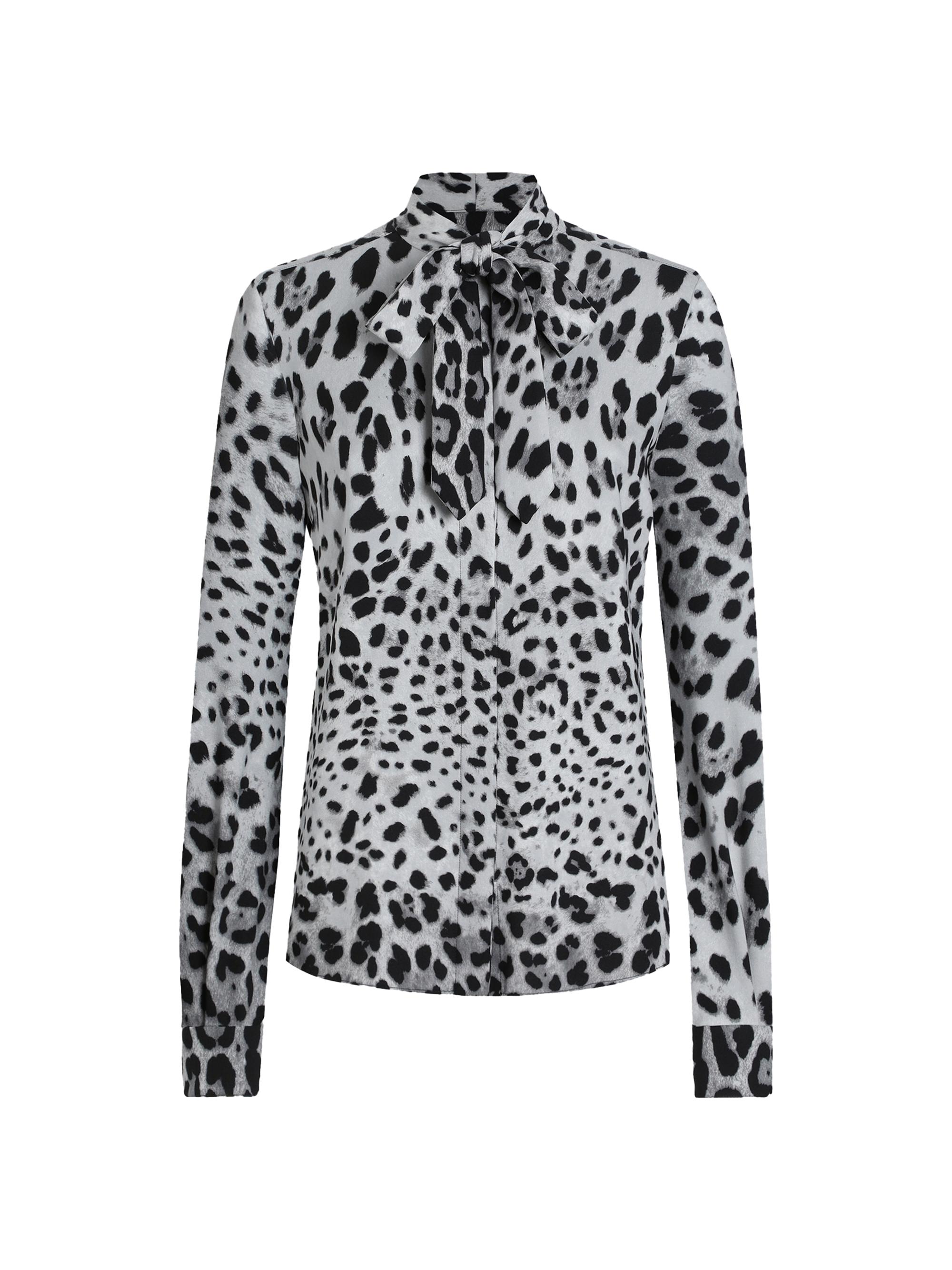 Dolce & Gabbana Women's Leopard Silk Tieneck Blouse - Leo