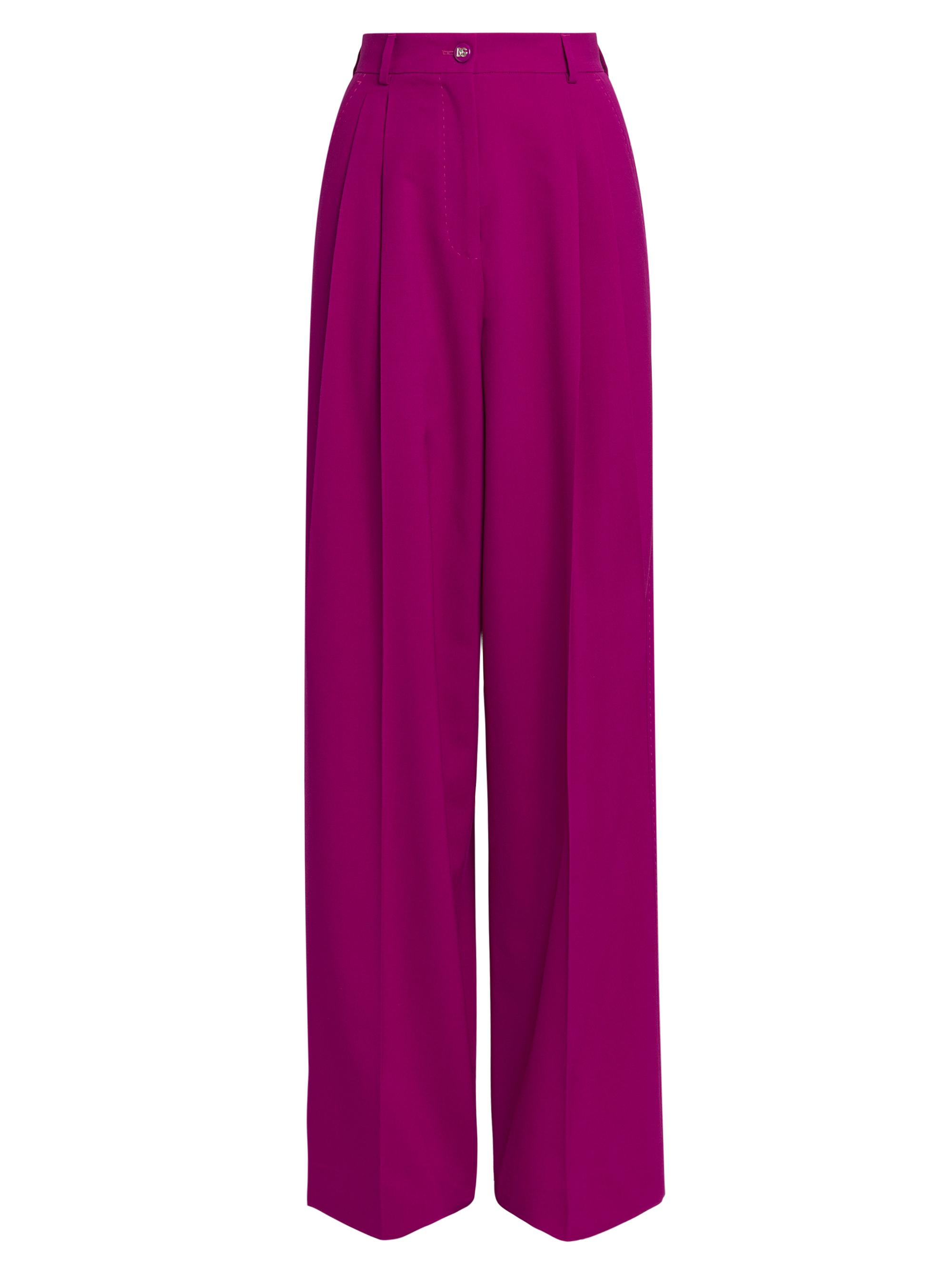Dolce & Gabbana Women's Stretch-Wool Wide-Leg Pants - Fuchsia