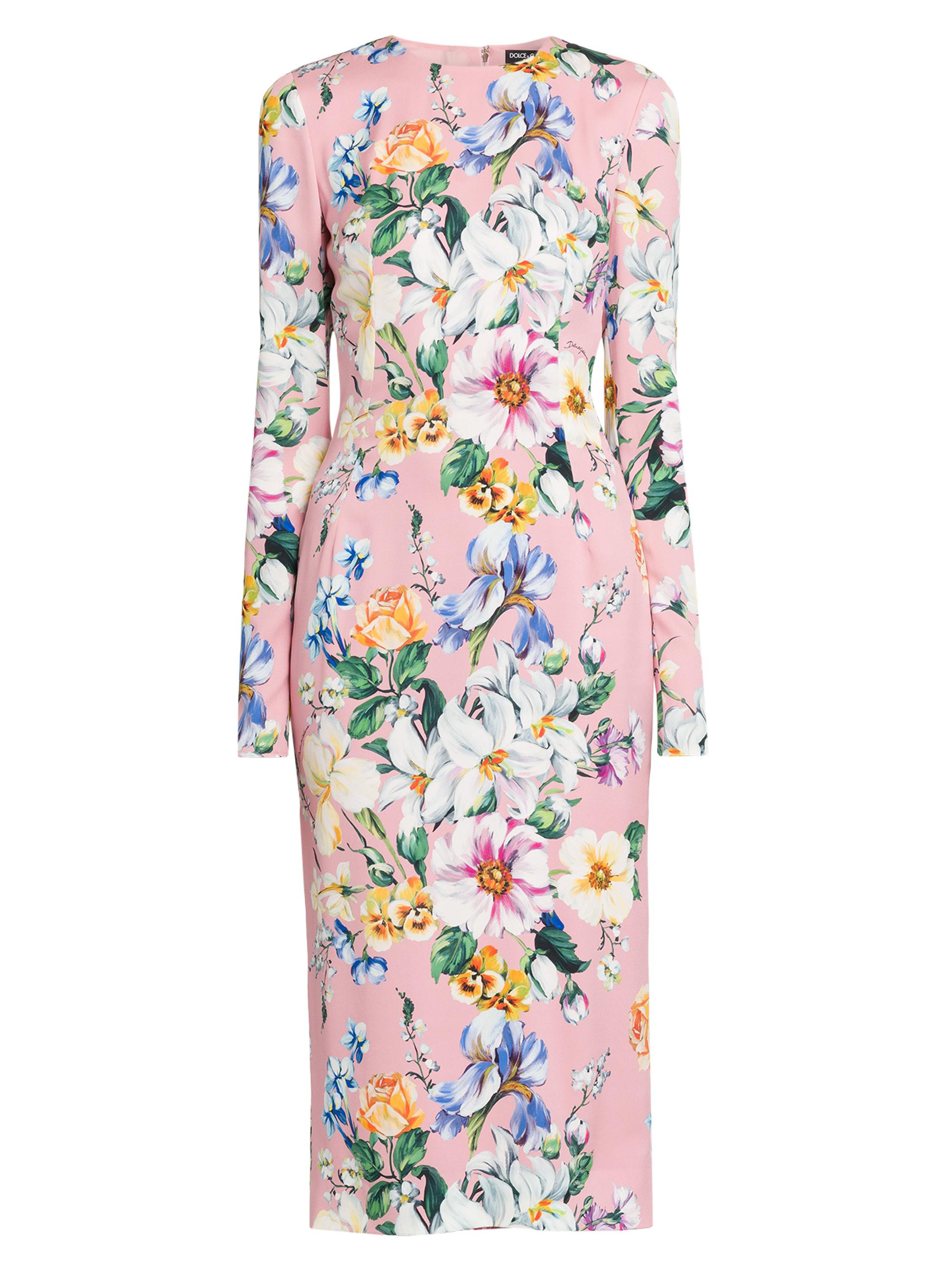 Dolce & Gabbana Women's Floral Stretch Silk Midi-Dress - Mix Fiori Rosa