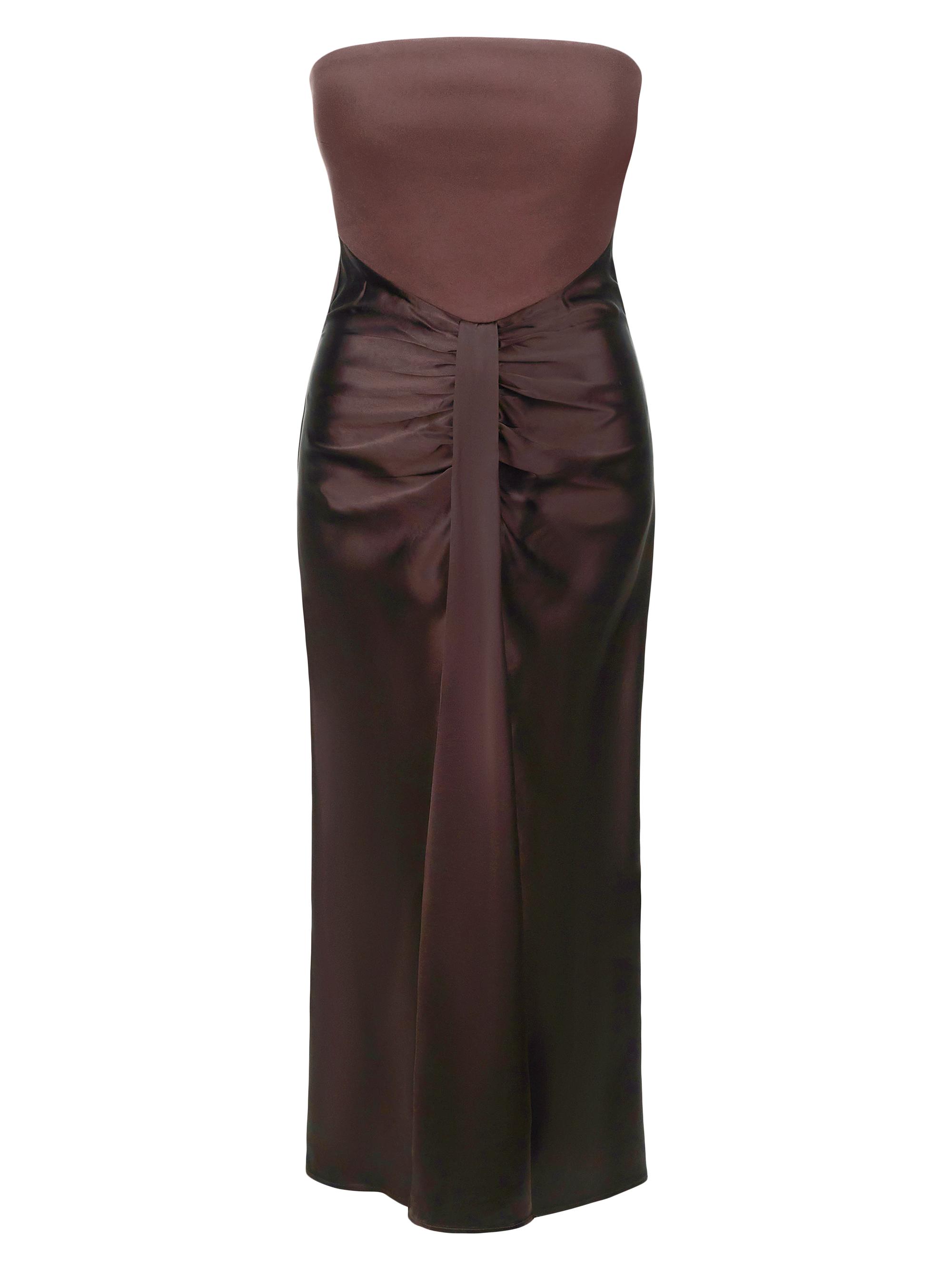 Staud Women's Wayfaring Strapless Draped Gown - Dark Chocolate