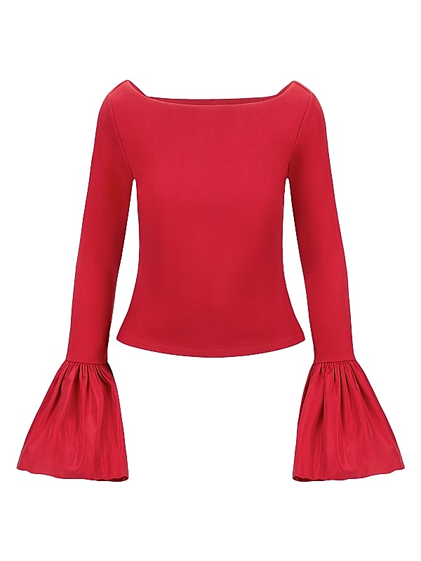 New slash neck long trumpet sleeve t-shirt New slash neck long trumpet sleeve t-shirt