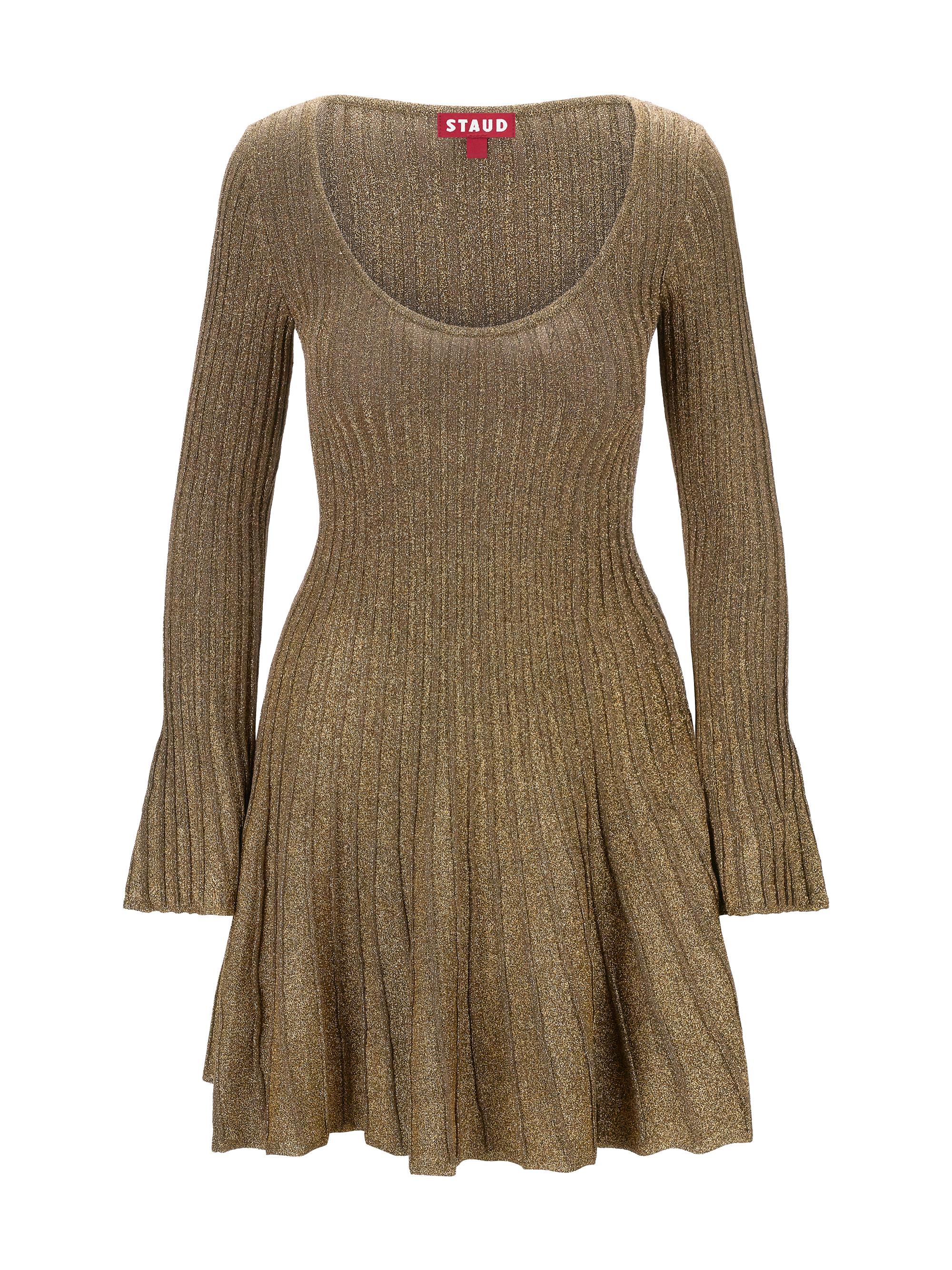 knee length dresses for ladies Ingrid Metallic Knit Maxi Dress / Bronze | Meshki