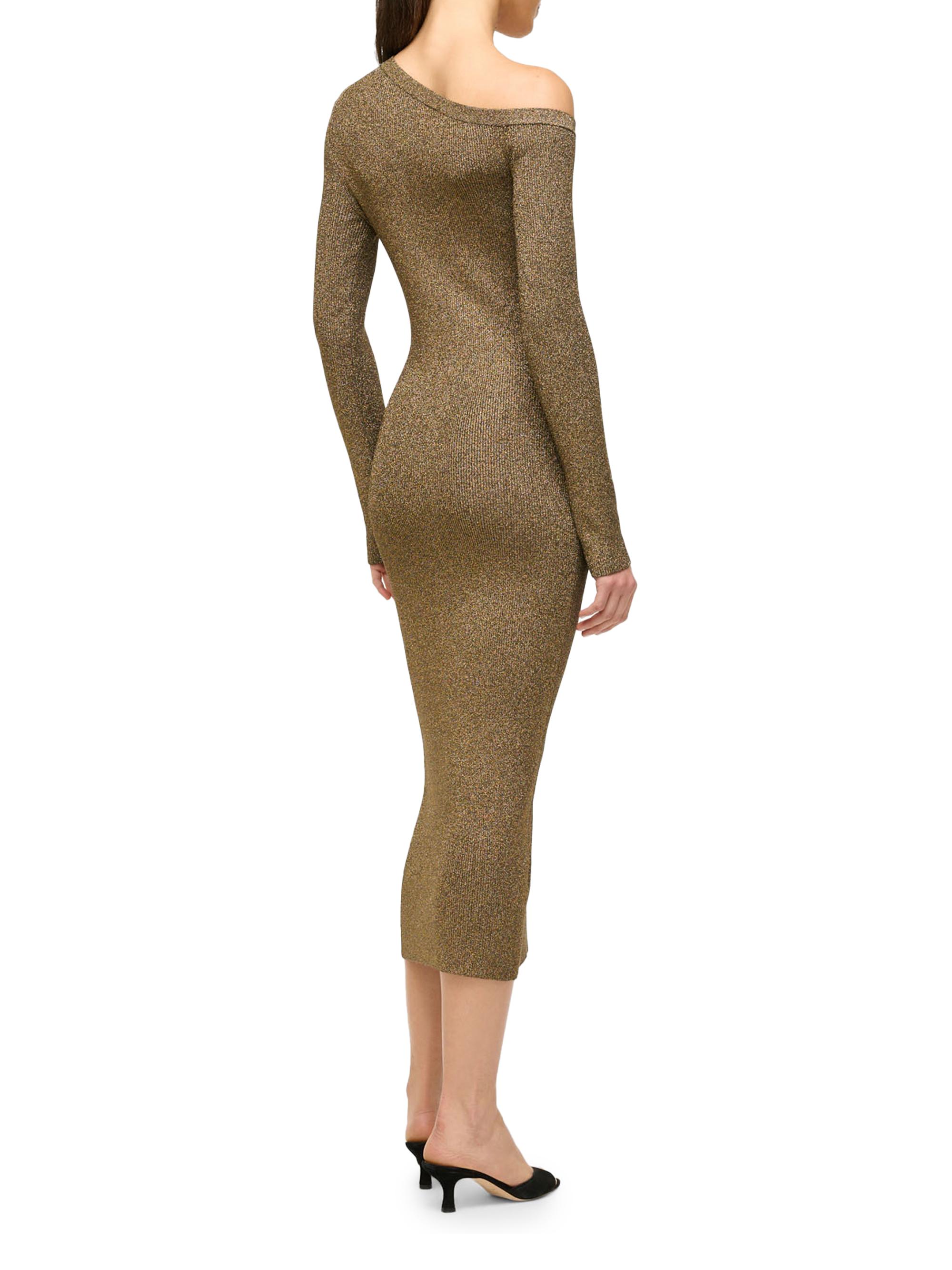 STAUD, Craftsman Sweater Dress in Metallic Gold, Size Small