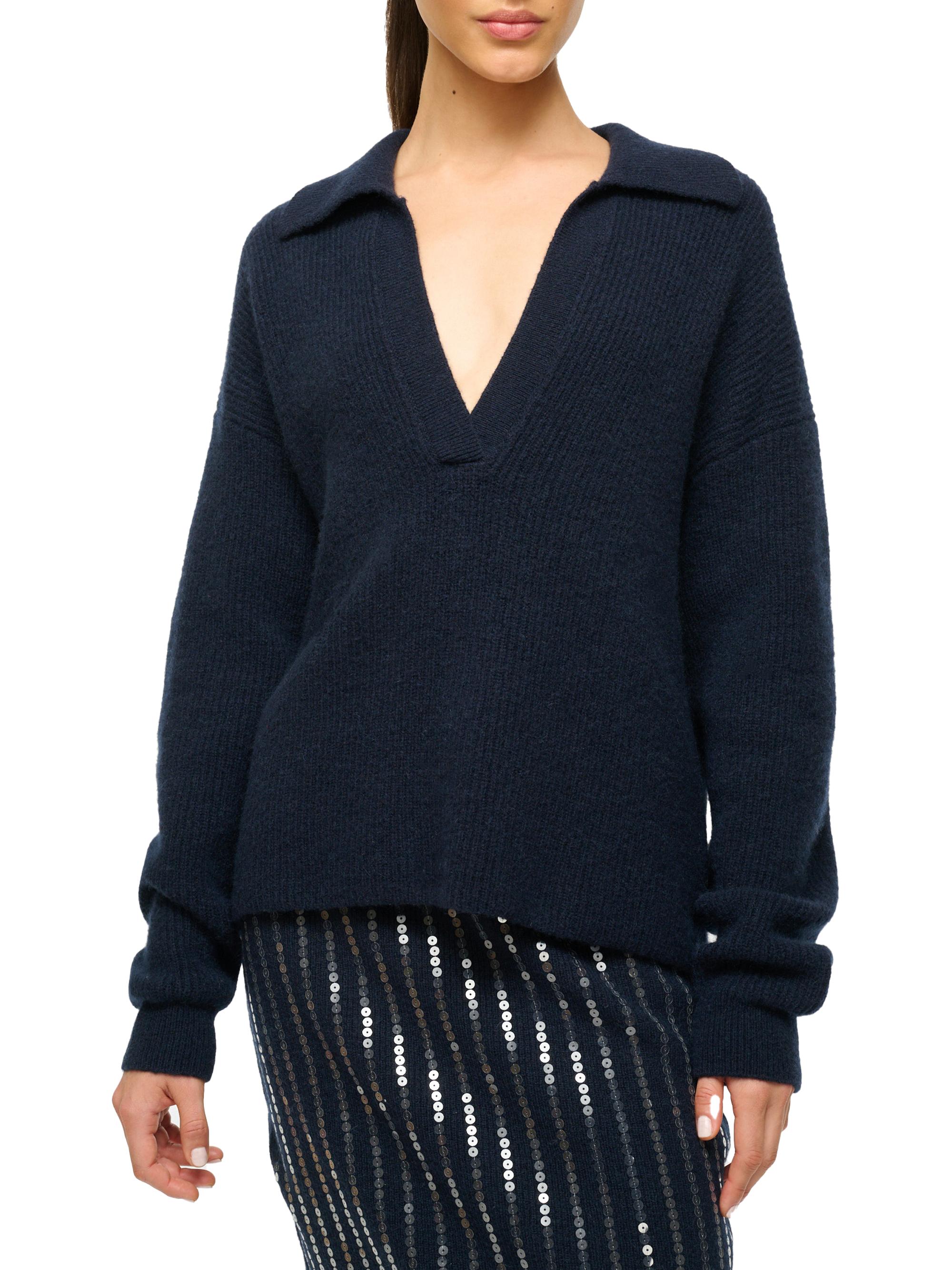 Staud Ruston Rib-Knit V-Neck Sweater | Saks Fifth Avenue