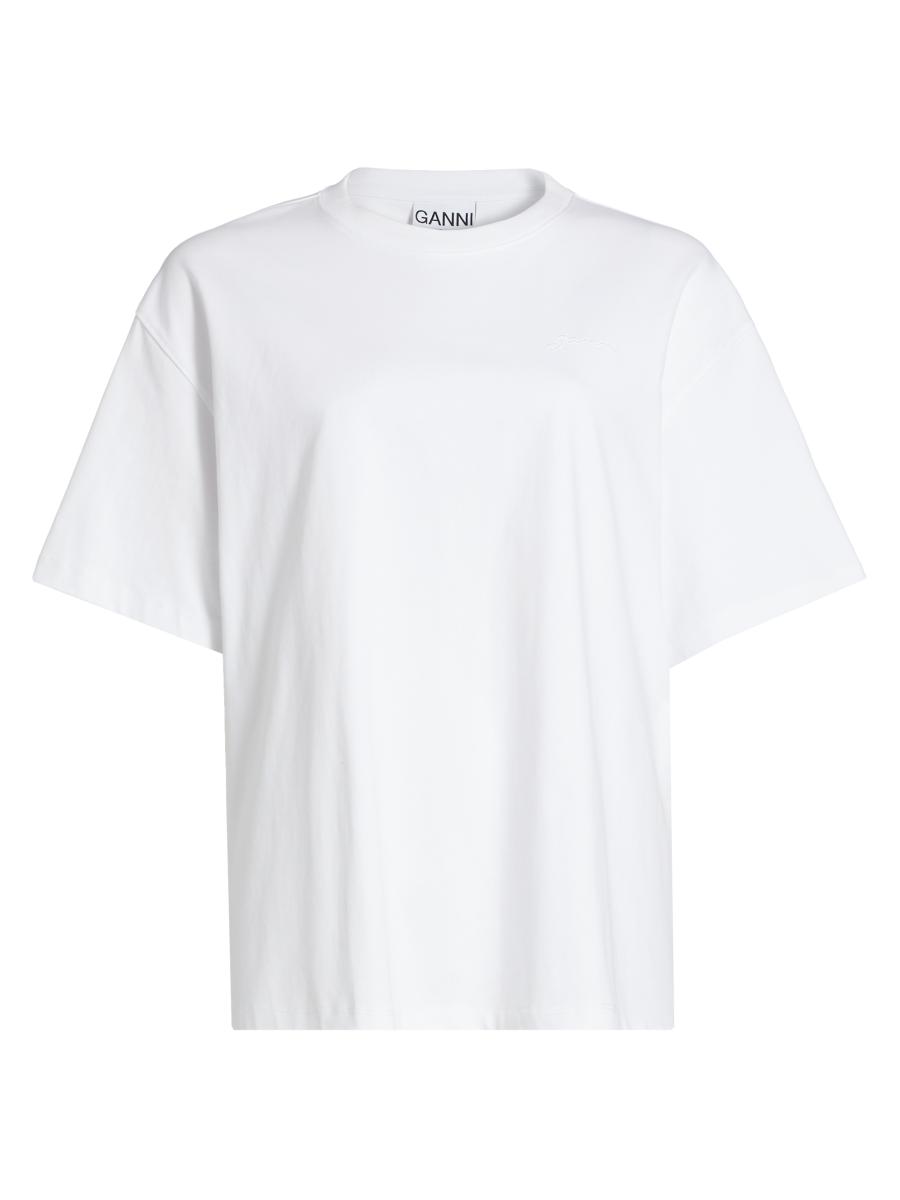 Ganni Heavy Cotton Drop Shoulder Open Back T-Shirt | Saks