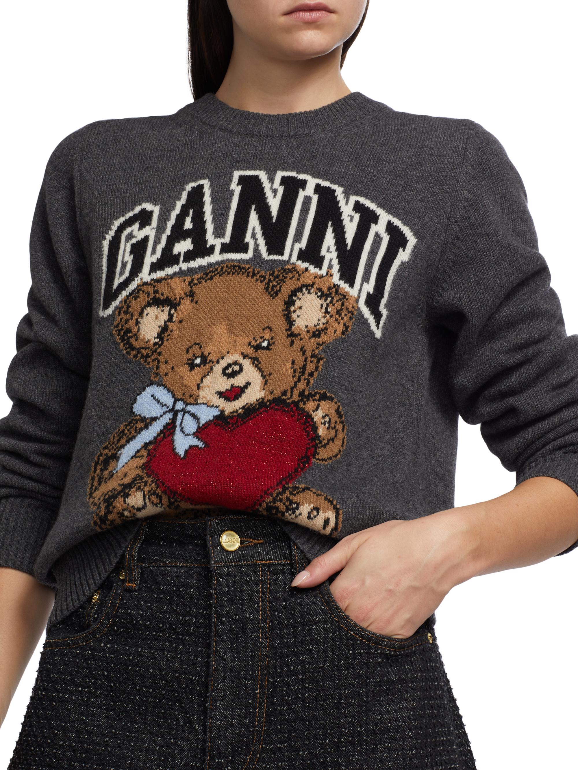 Ganni Bear Wool Crewneck Sweater Saks Fifth Avenue