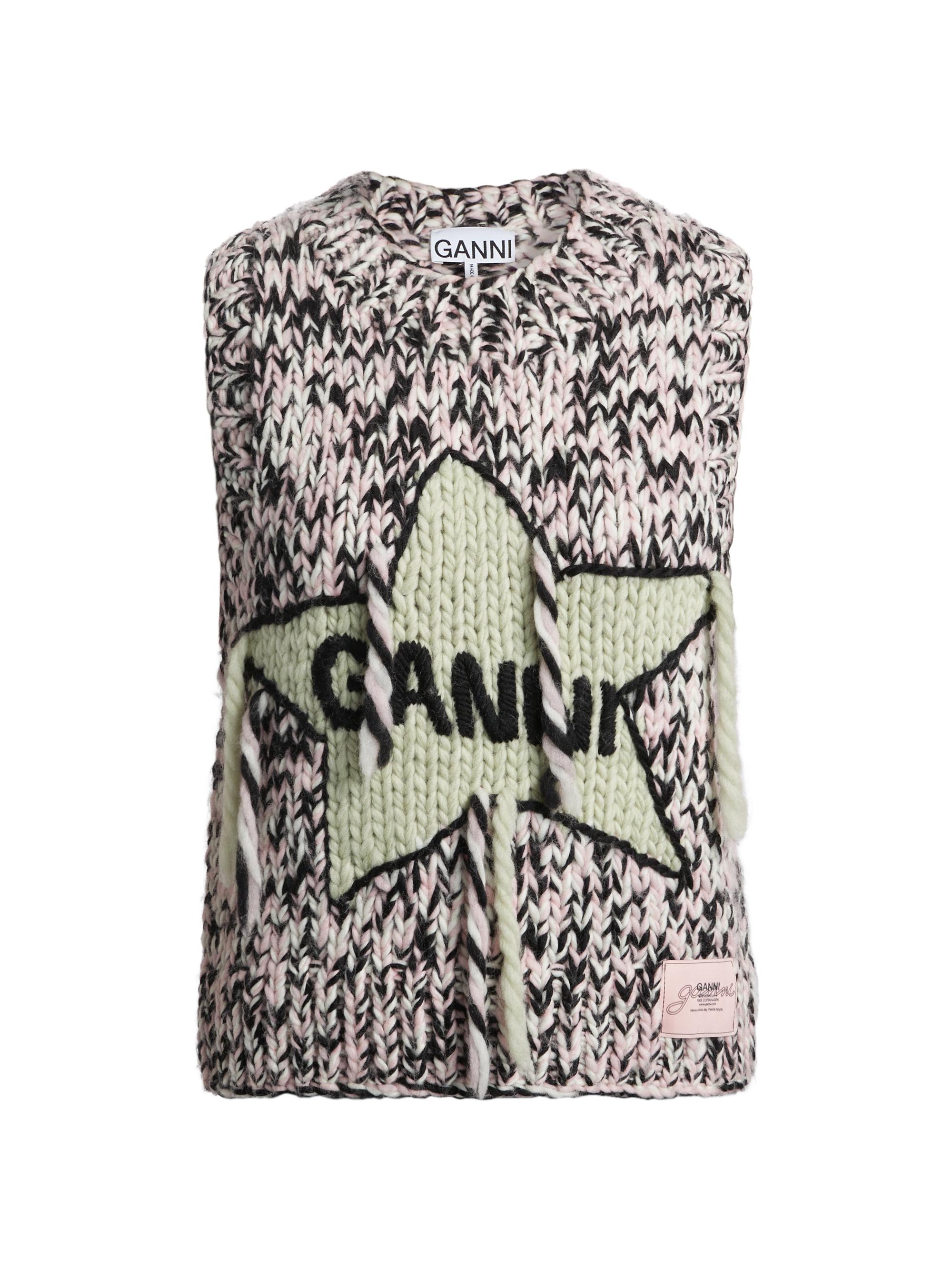 Ganni Women's Graphic Wool Handknit Vest - Chalk Pink