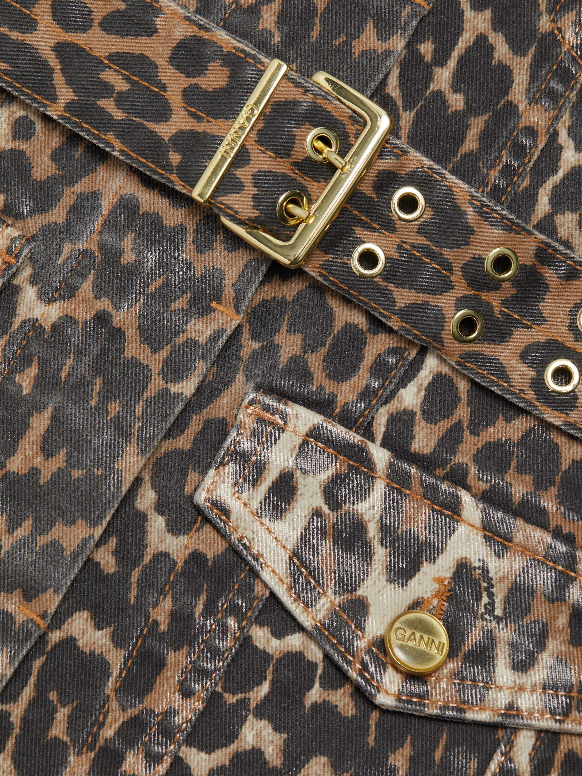 Ganni Leopard Print Denim Mini Shirtdress | Saks Fifth Avenue