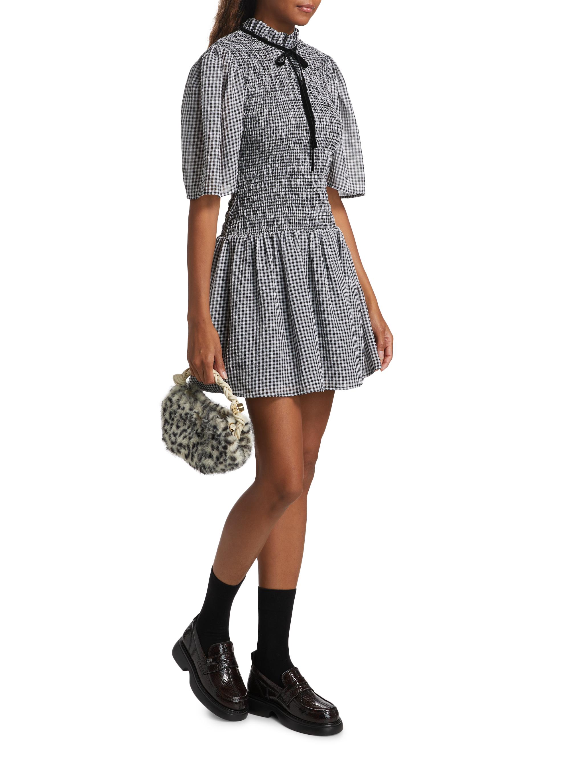 knee length dresses for ladies Black and White Houndstooth Turtleneck Mini Dress L - Black/White | Rachel Antonoff - L