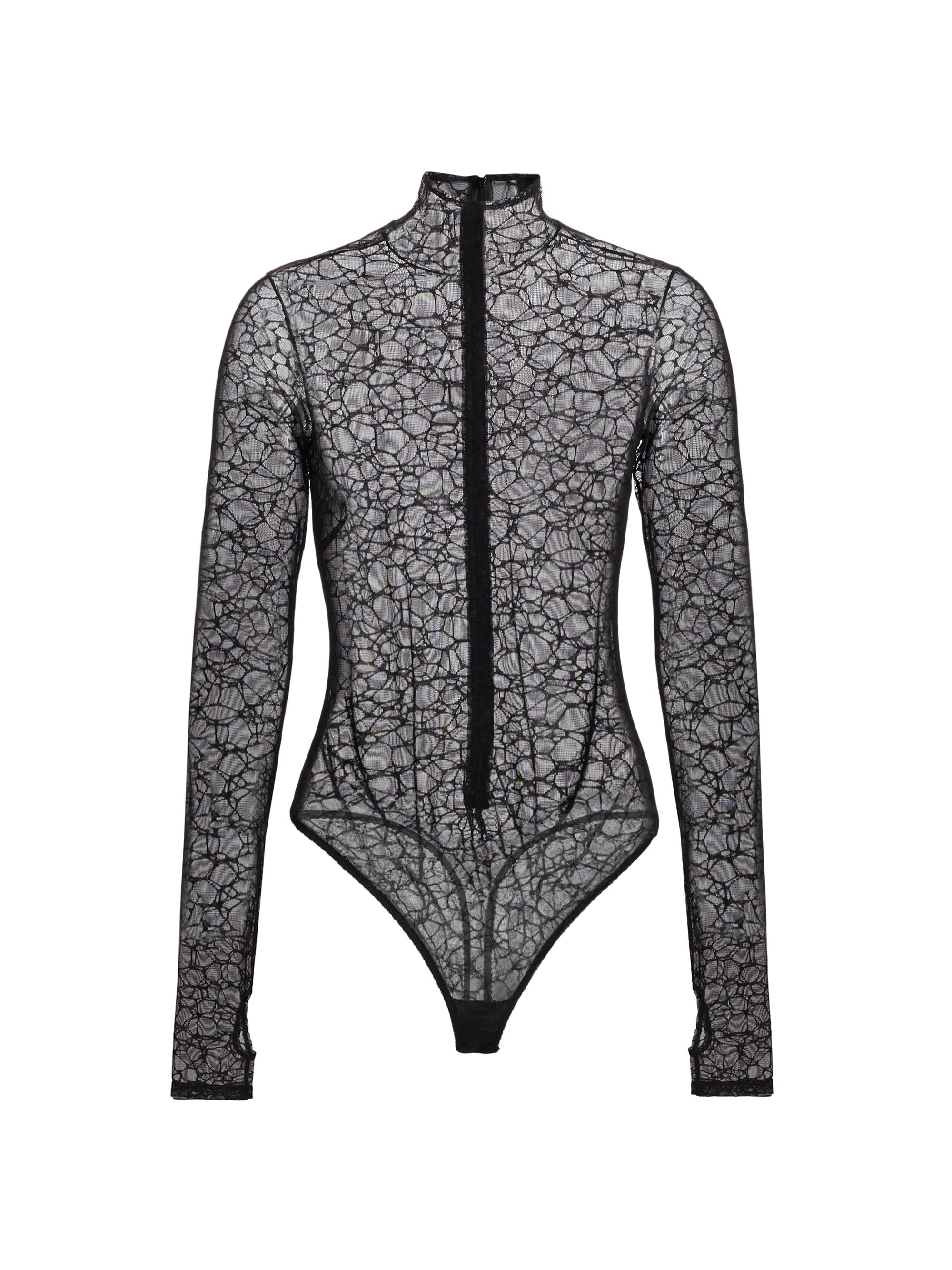 kiki Kiki de Montparnasse Crystalline Silk Lace Bodysuit | Saks