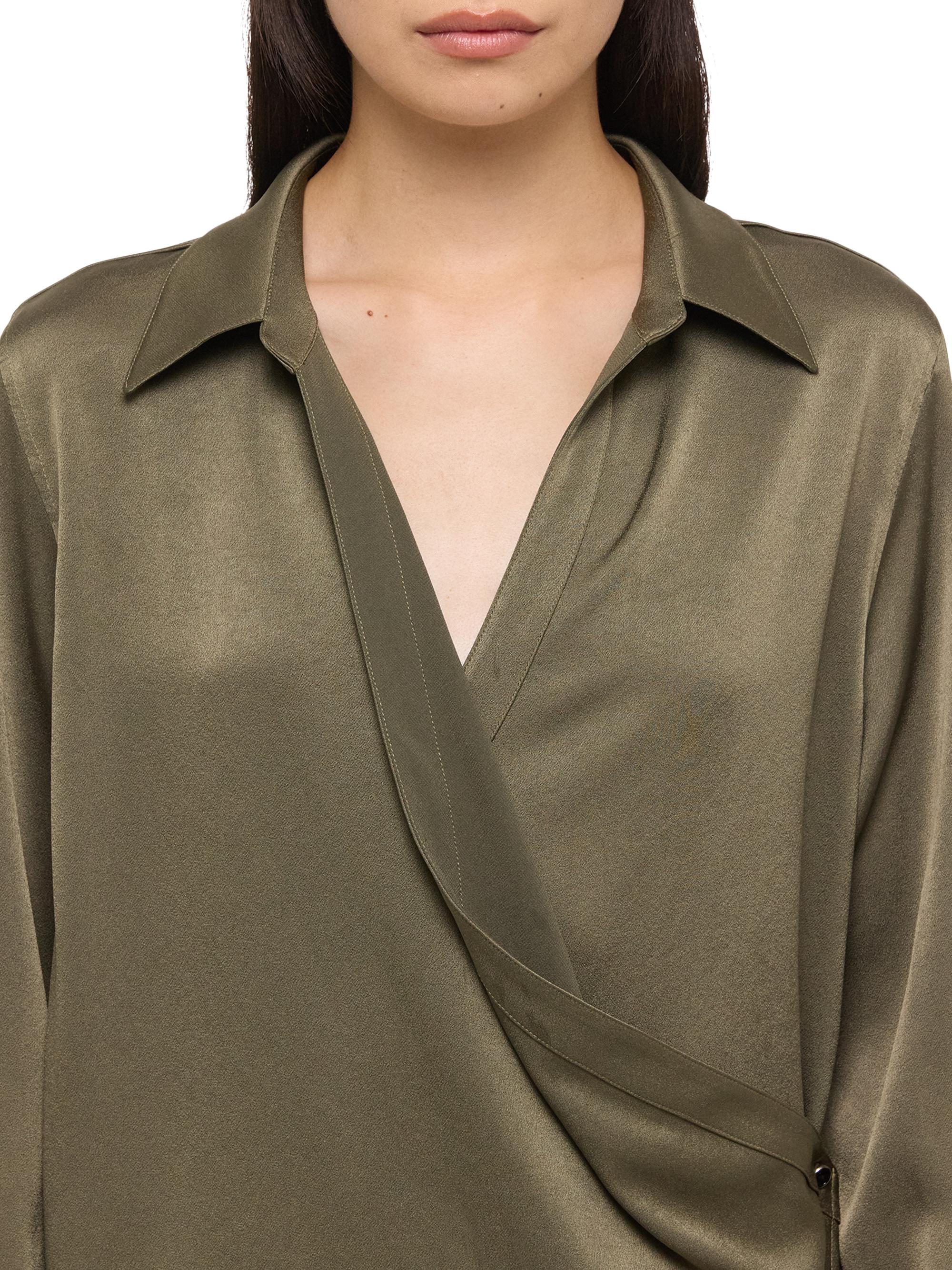 Helmut Lang Draped Long-Sleeve Wrap Shirt | Saks Fifth Avenue