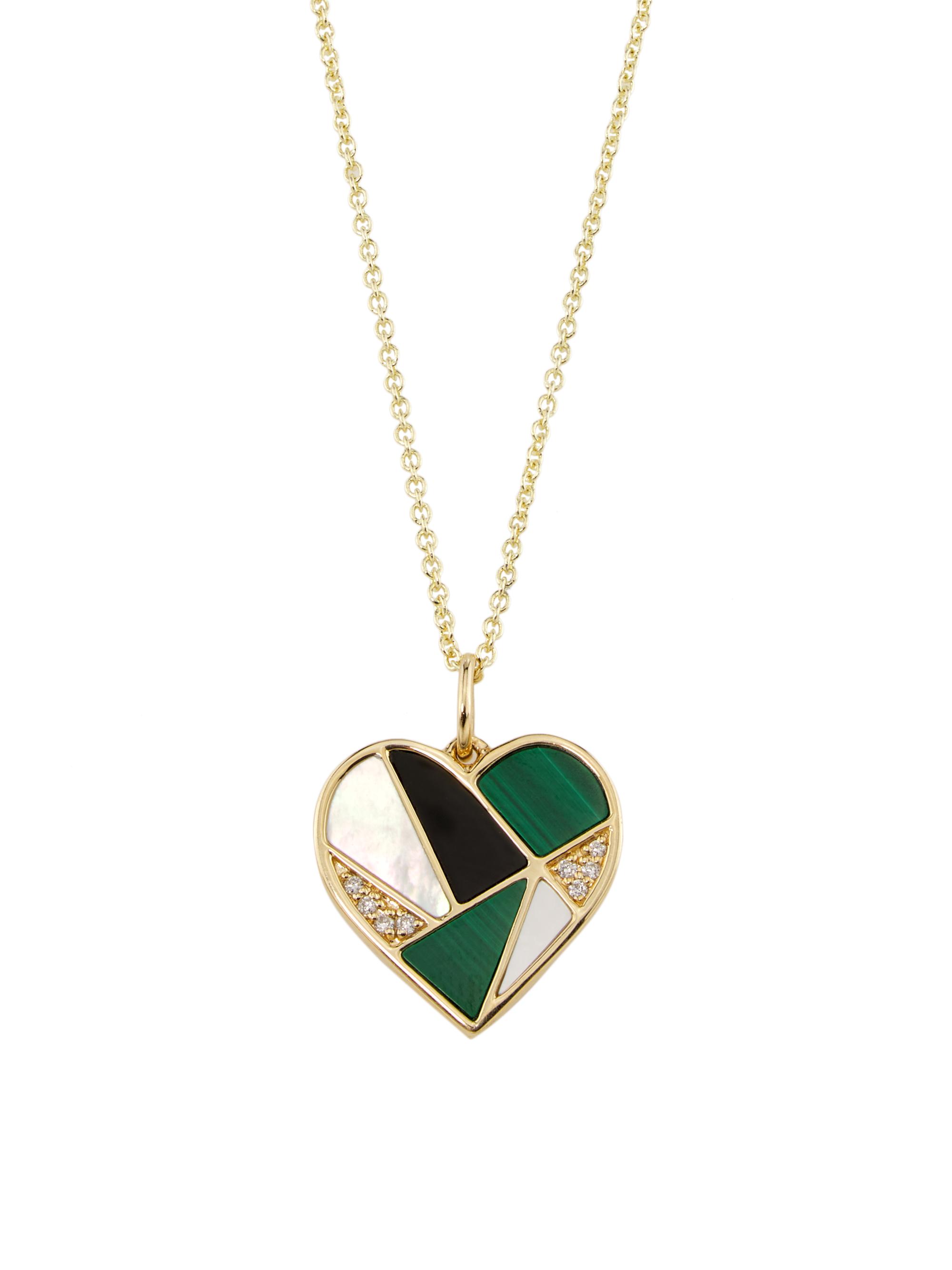 Sydney Evan Women's 14K Yellow Gold & Multi-Gemstone Mosaic Heart Pendant Necklace - Yellow Gold