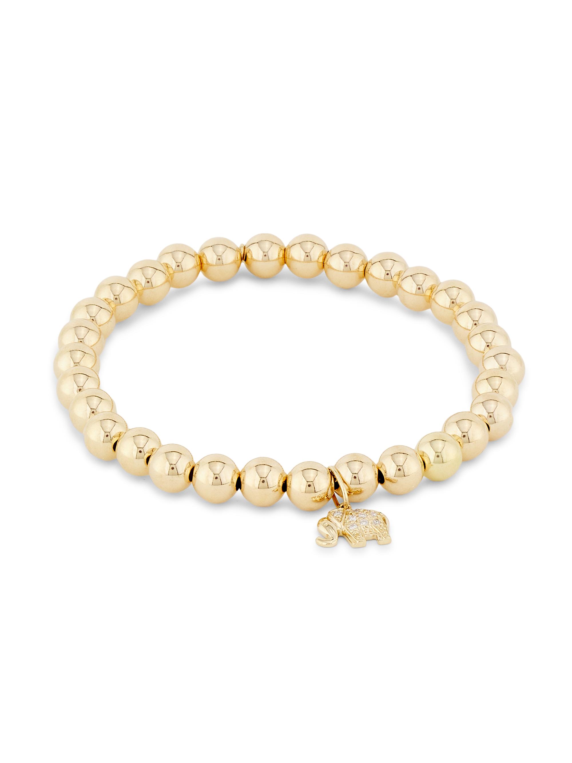 Sydney Evan Women's 14K Yellow Gold & 0.04 TCW Diamond Elephant Beaded Stretch Bracelet - Yellow Gold