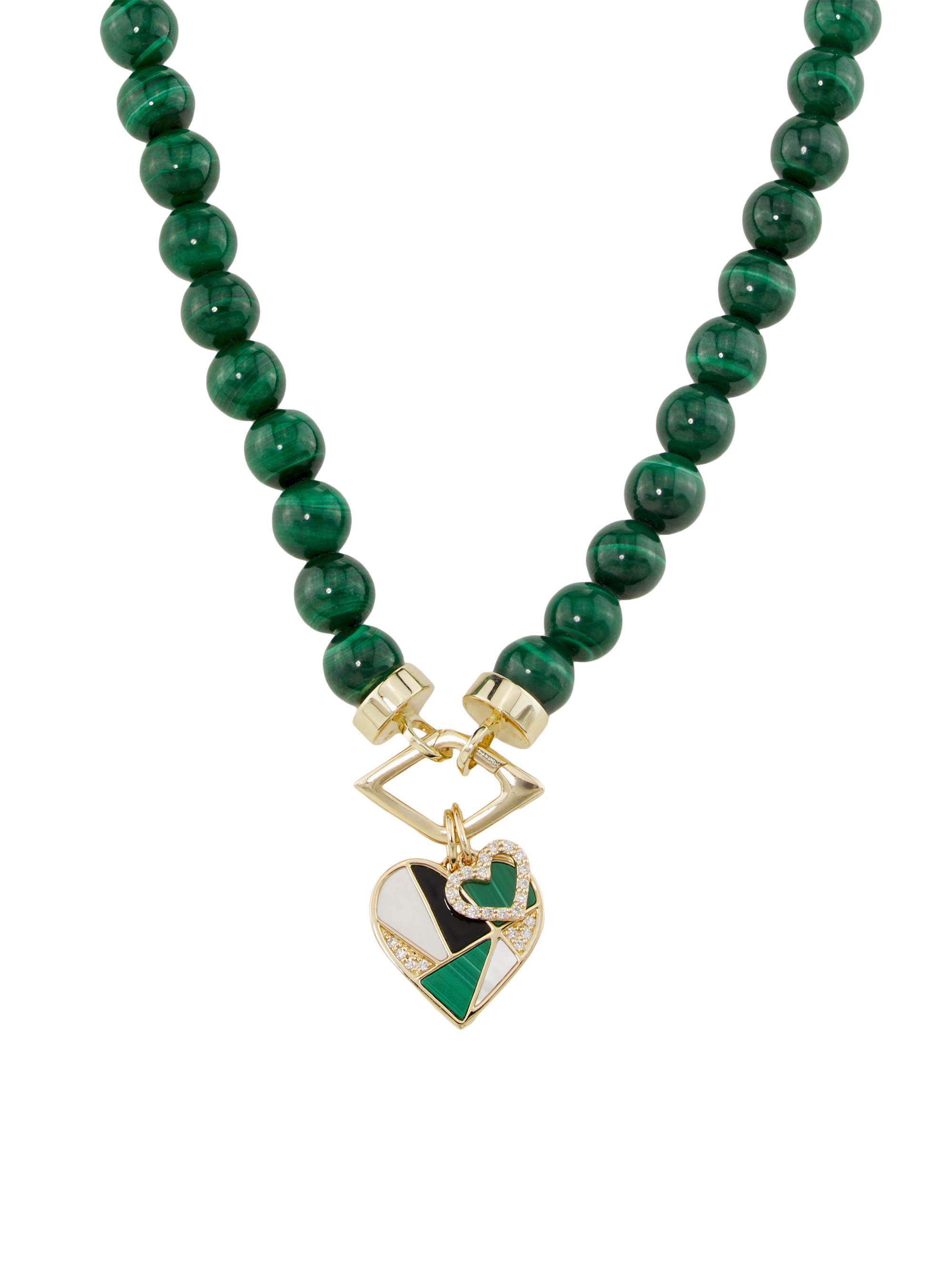 Sydney Evan Women's 14K Yellow Gold & Multi-Gemstone Mosaic Heart Pendant Necklace - Malachite