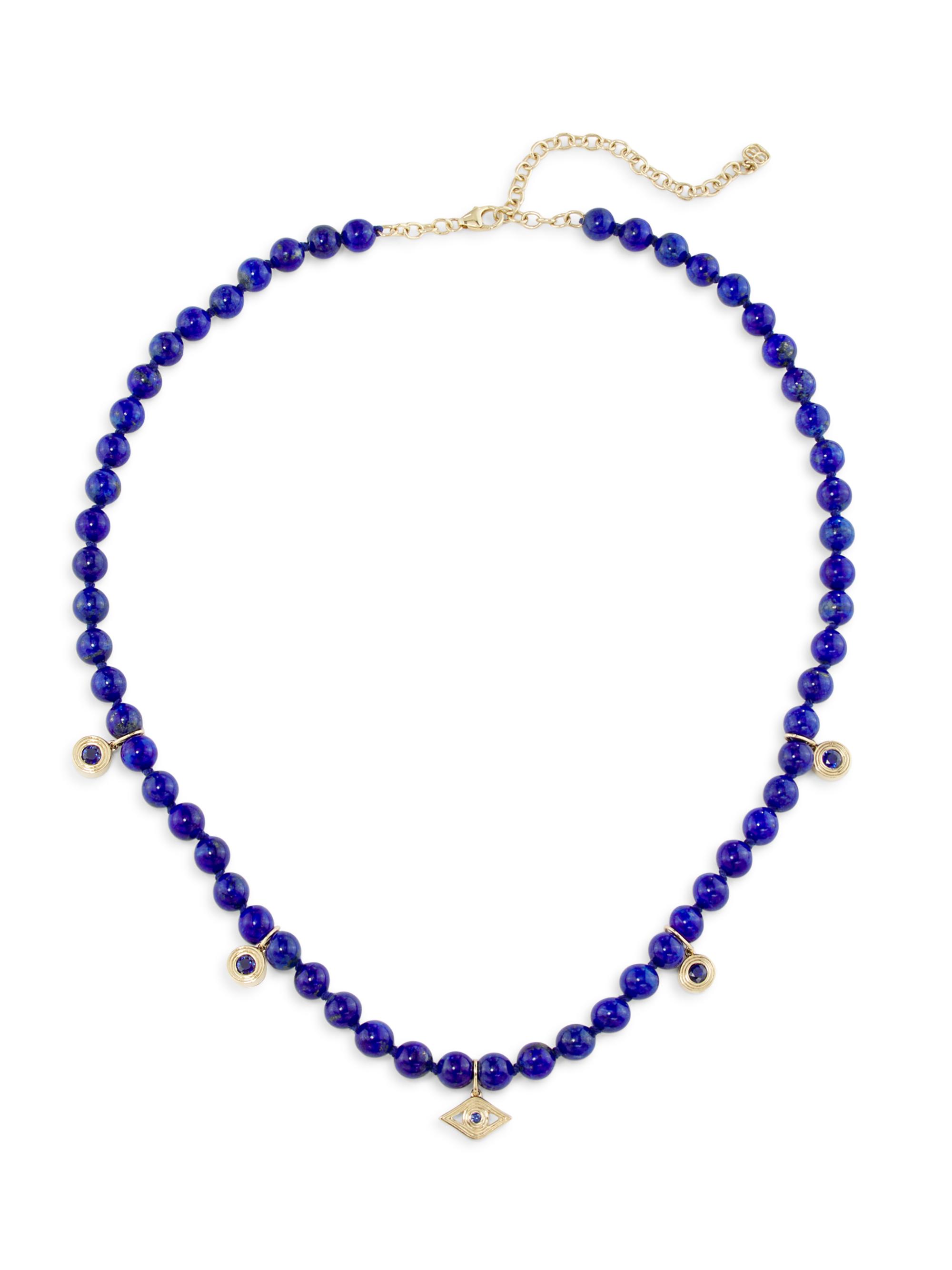 Sydney Evan Women's 14K Yellow Gold, Lapis Lazuli & Blue Sapphire Evil Eye Charm Necklace - Sapphire
