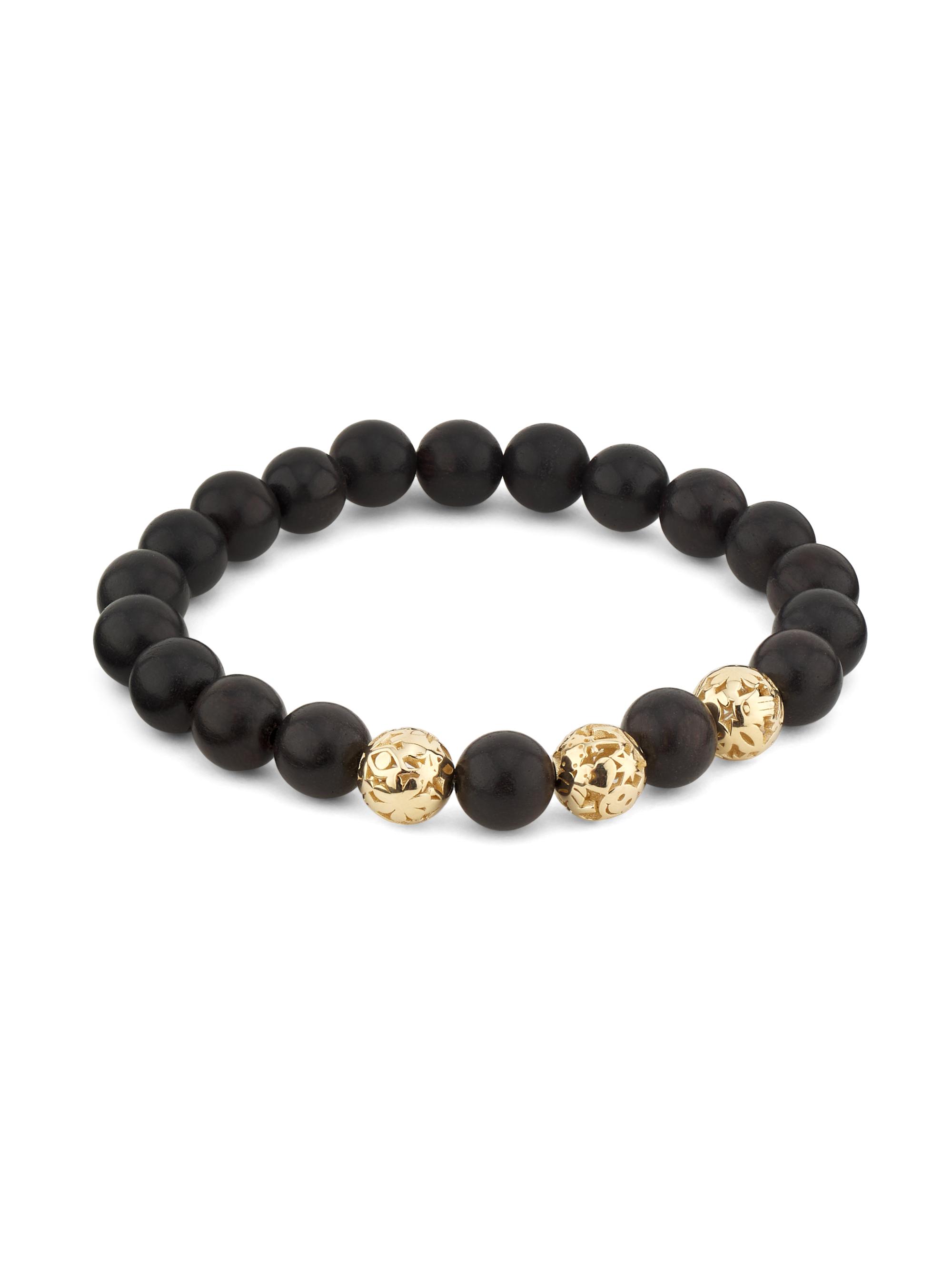 Sydney Evan Women's 14K Yellow Gold & Ebony Wood Beaded Stretch Bracelet - Black