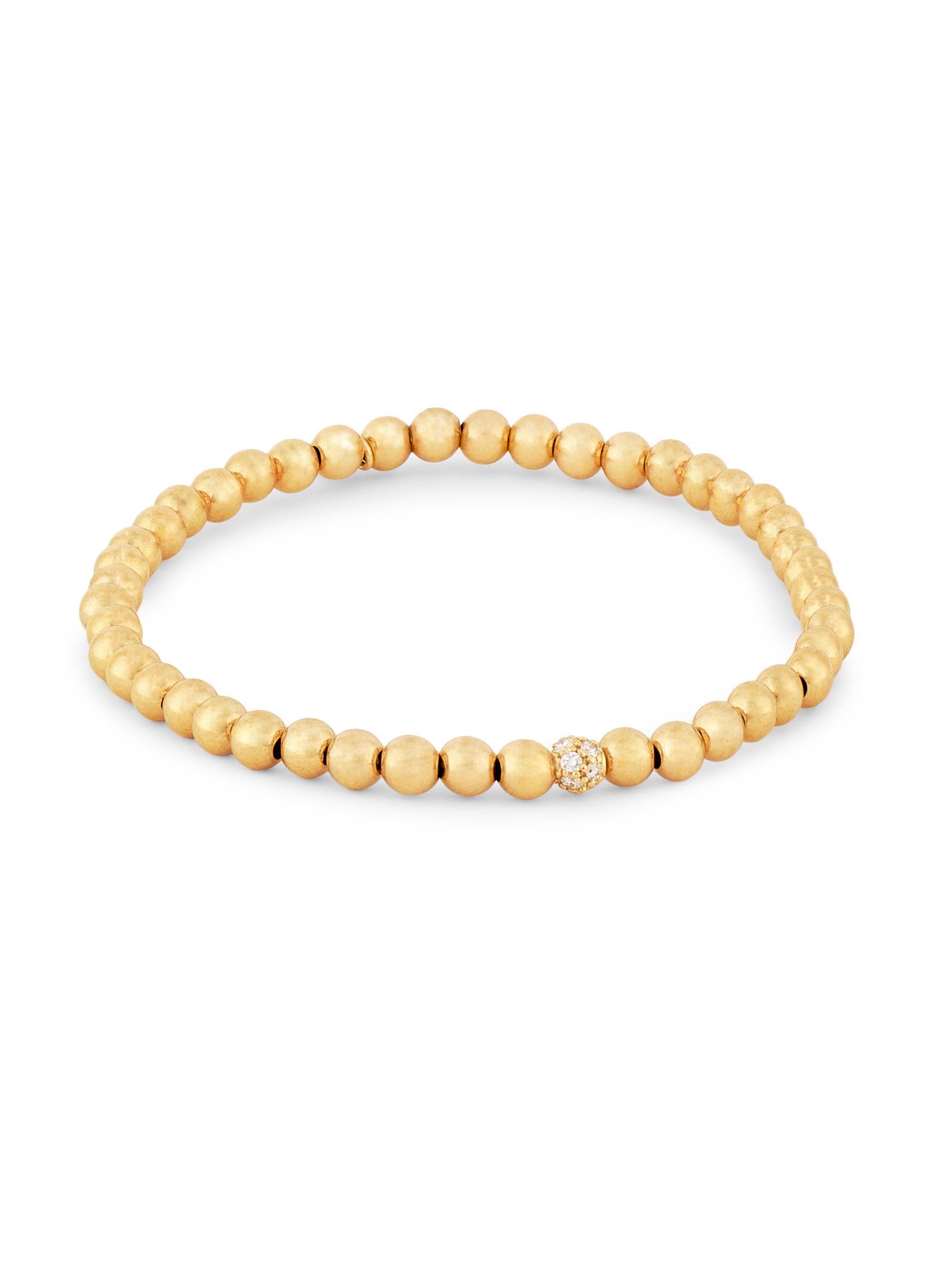 Sydney Evan Women's 14K Yellow Gold & 0.18 TCW Diamond Beaded Stretch Bracelet - Yellow Gold