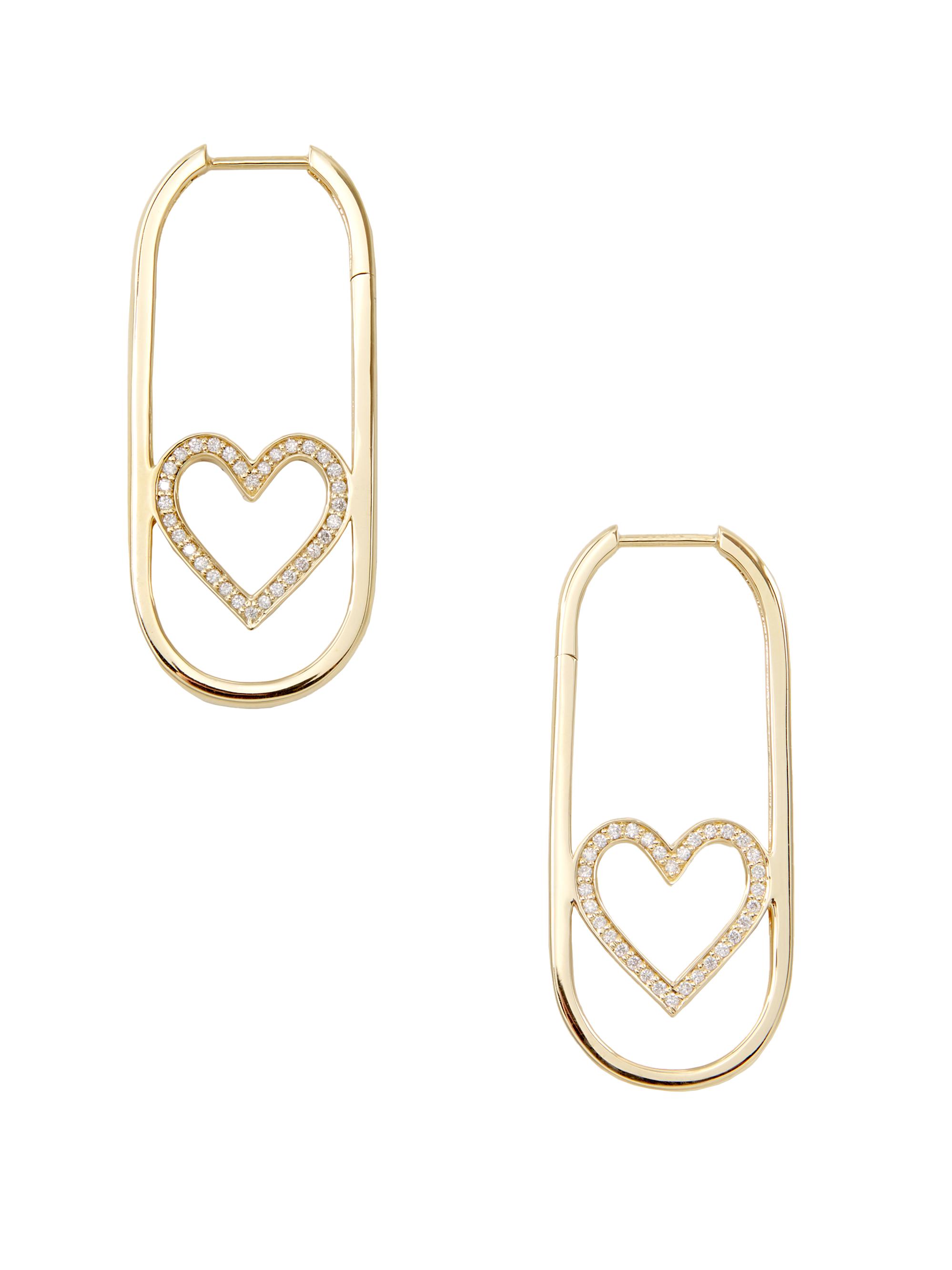 Sydney Evan Women's 14K Yellow Gold & 0.18 TCW Diamond Oval Heart Hoop Earrings - Yellow Gold