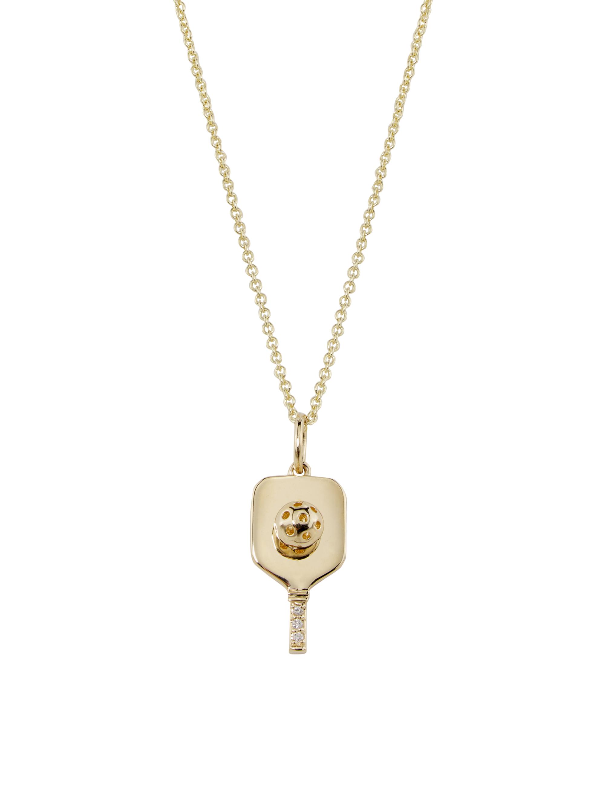 Sydney Evan Women's 14K Yellow Gold & 0.01 TCW Diamond Pickleball Pendant Necklace - Yellow Gold