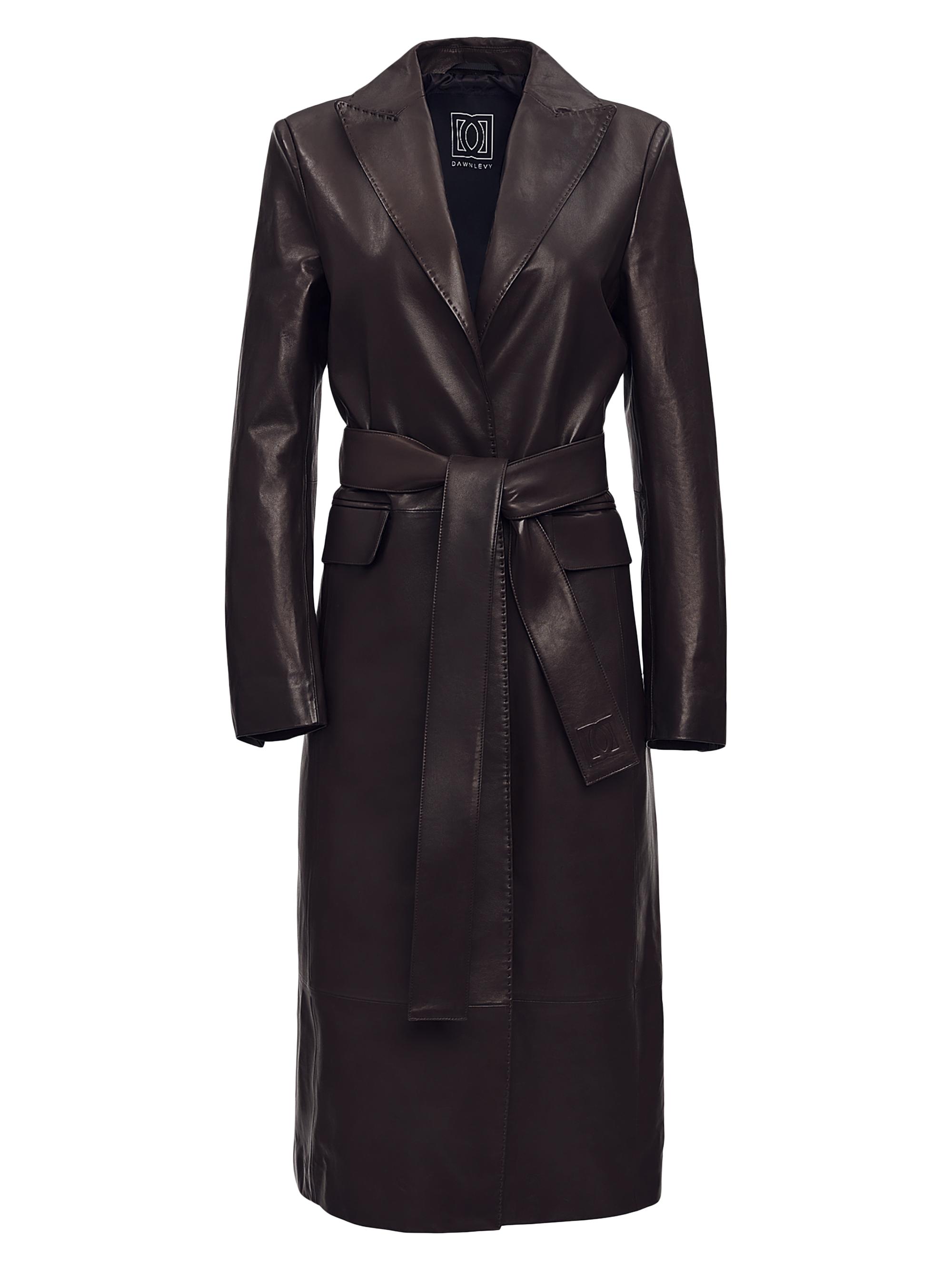 Dawn Levy Women's Ophelia Leather Trench Coat - Chocolate