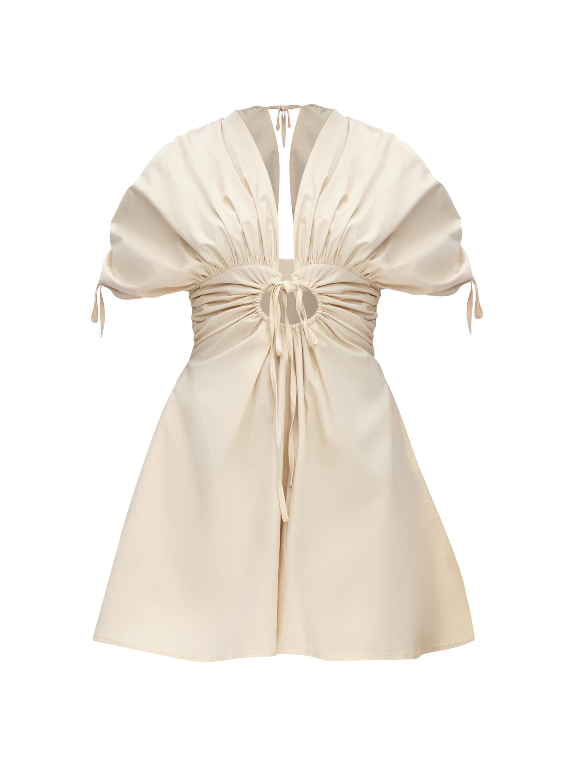 Andrea Iyamah Women's Rina Stretch-Cotton Drawstring Romper - Bone