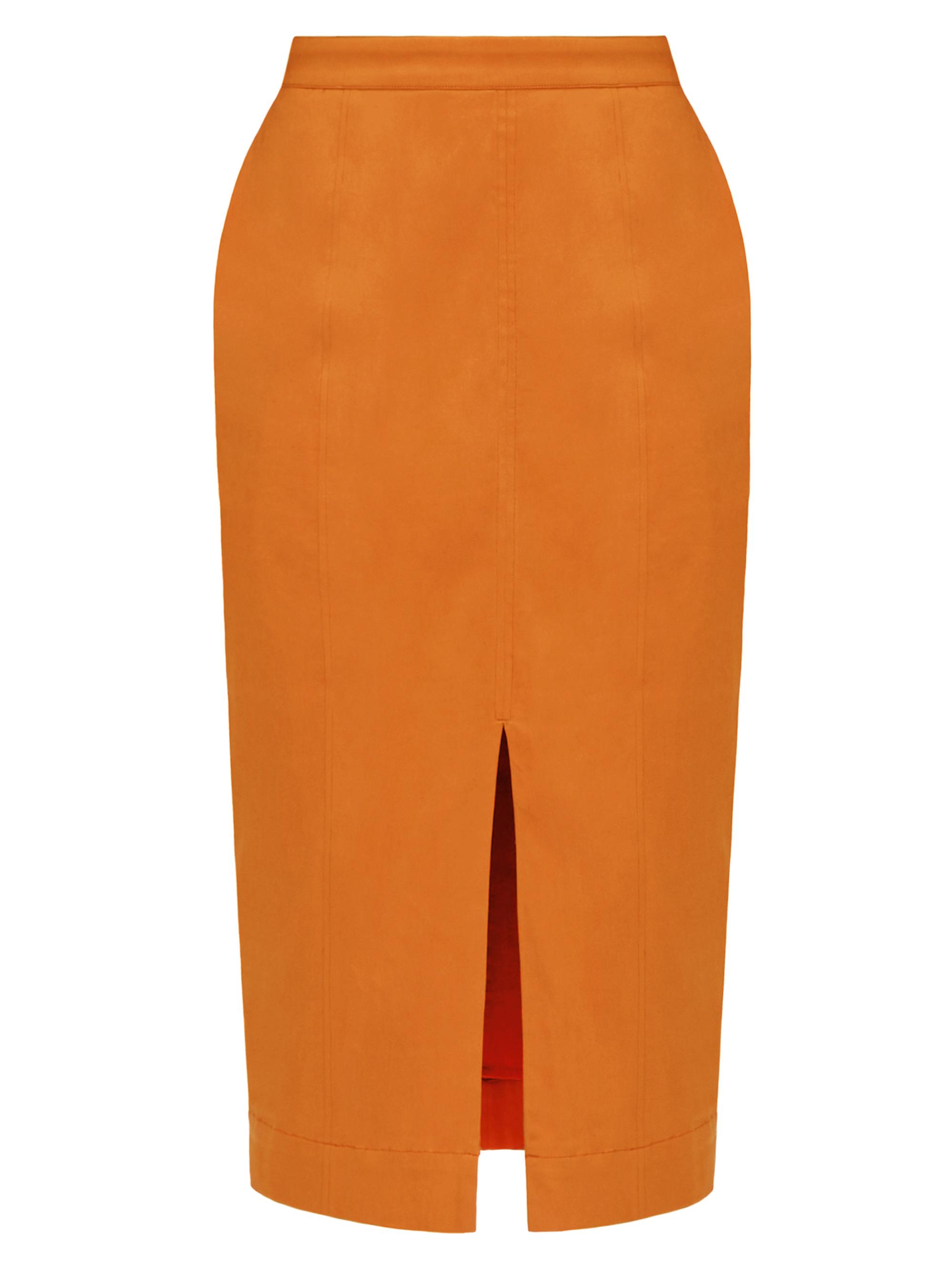 Andrea Iyamah Women's Alu Stretch-Cotton Column Midi-Skirt - Canteloupe