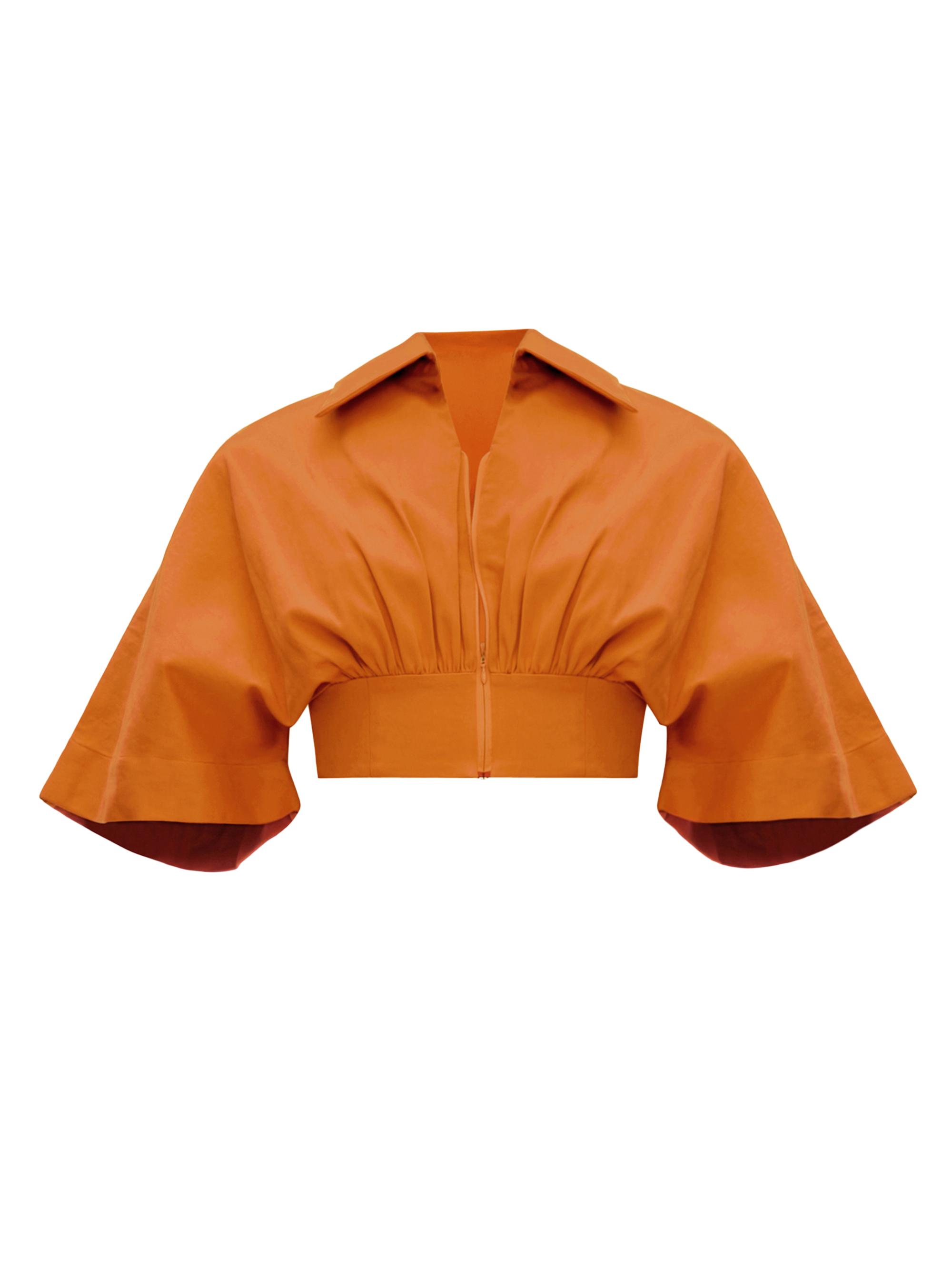 Andrea Iyamah Women's Alu Stretch-Cotton Corset Crop Top - Canteloupe